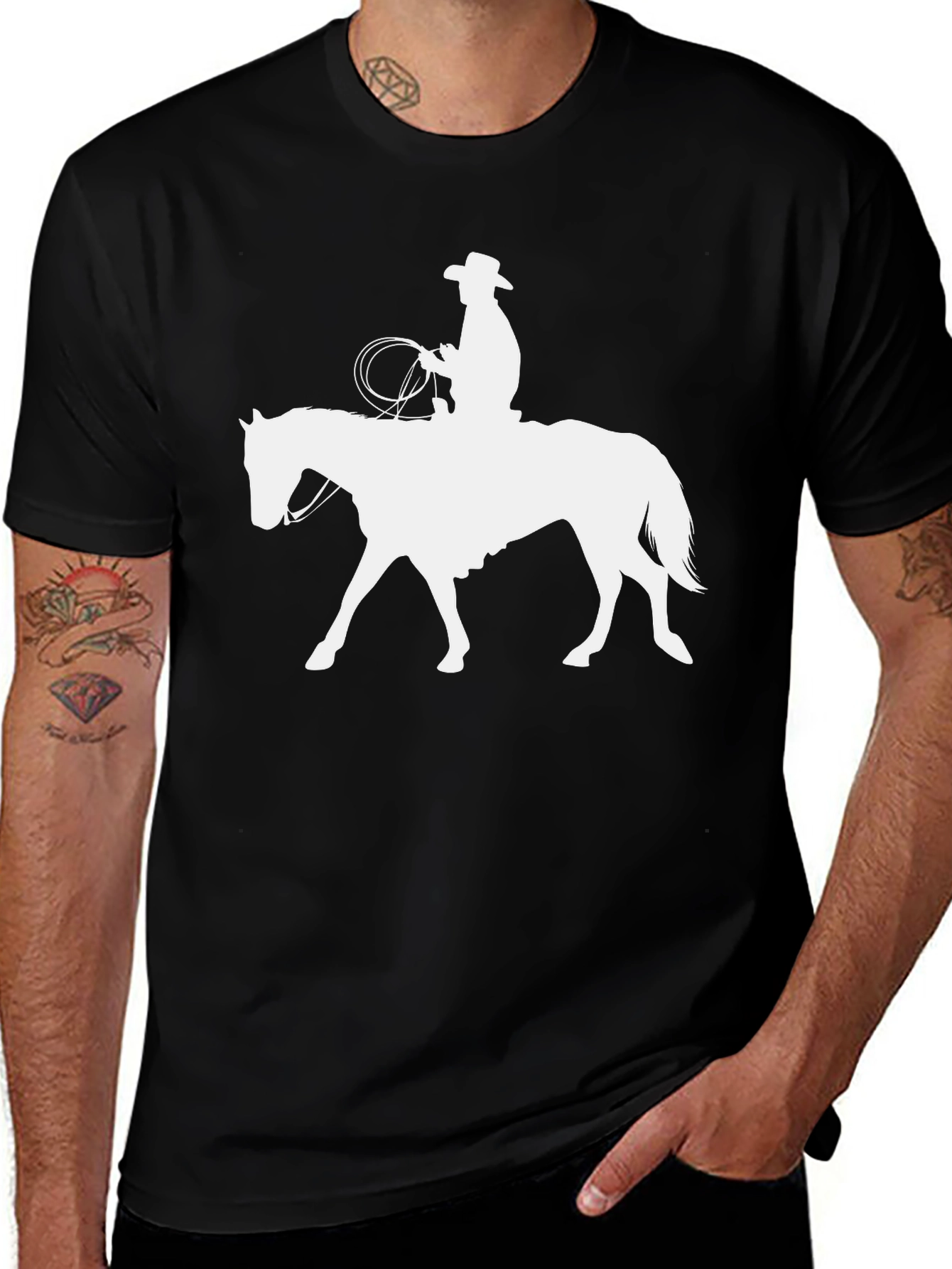 Variant 23 of Cowboy Riding Horse Graphic Tee - Black