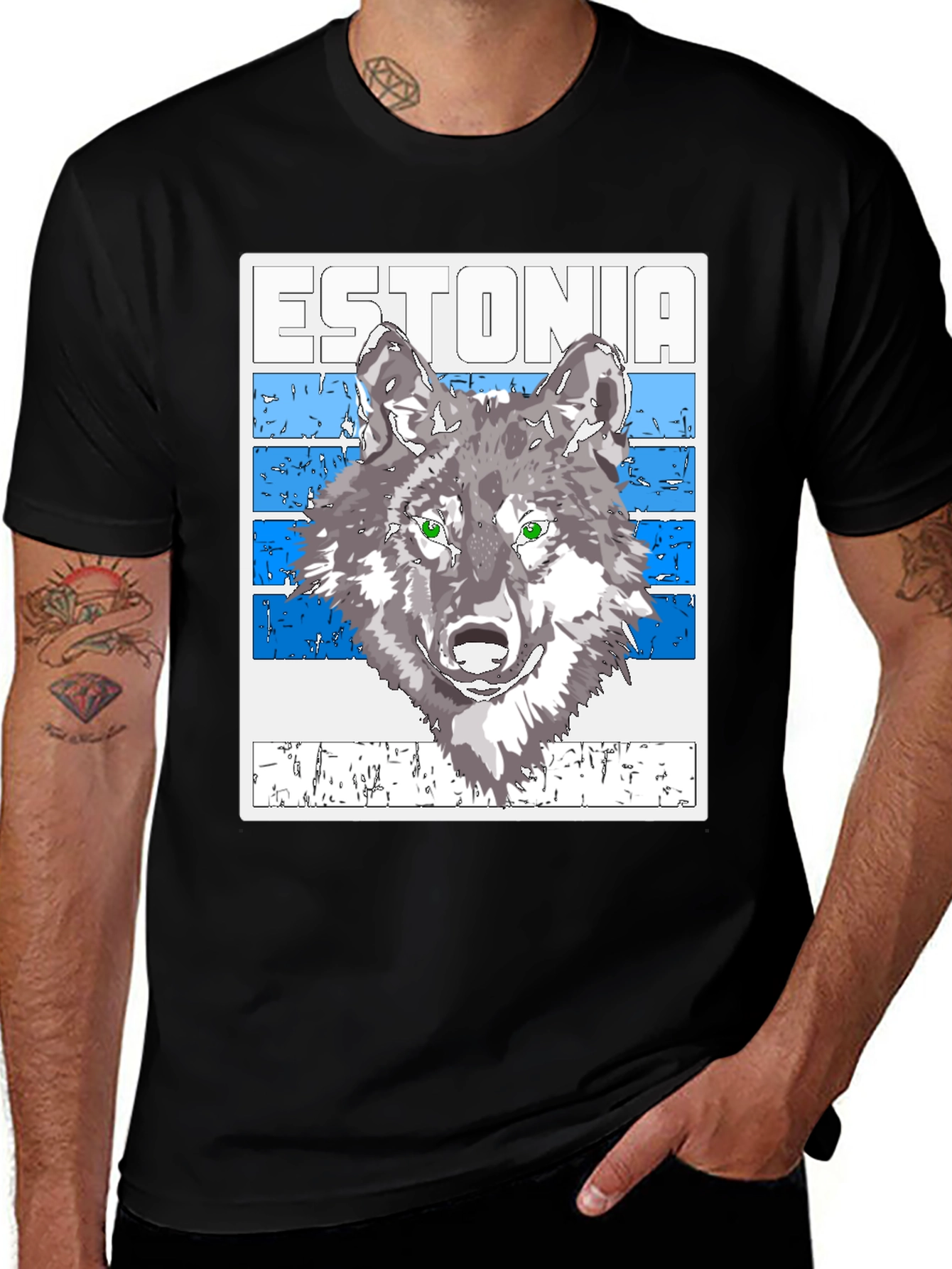 Estonia Wolf Graphic Tee - Cool Animal Design