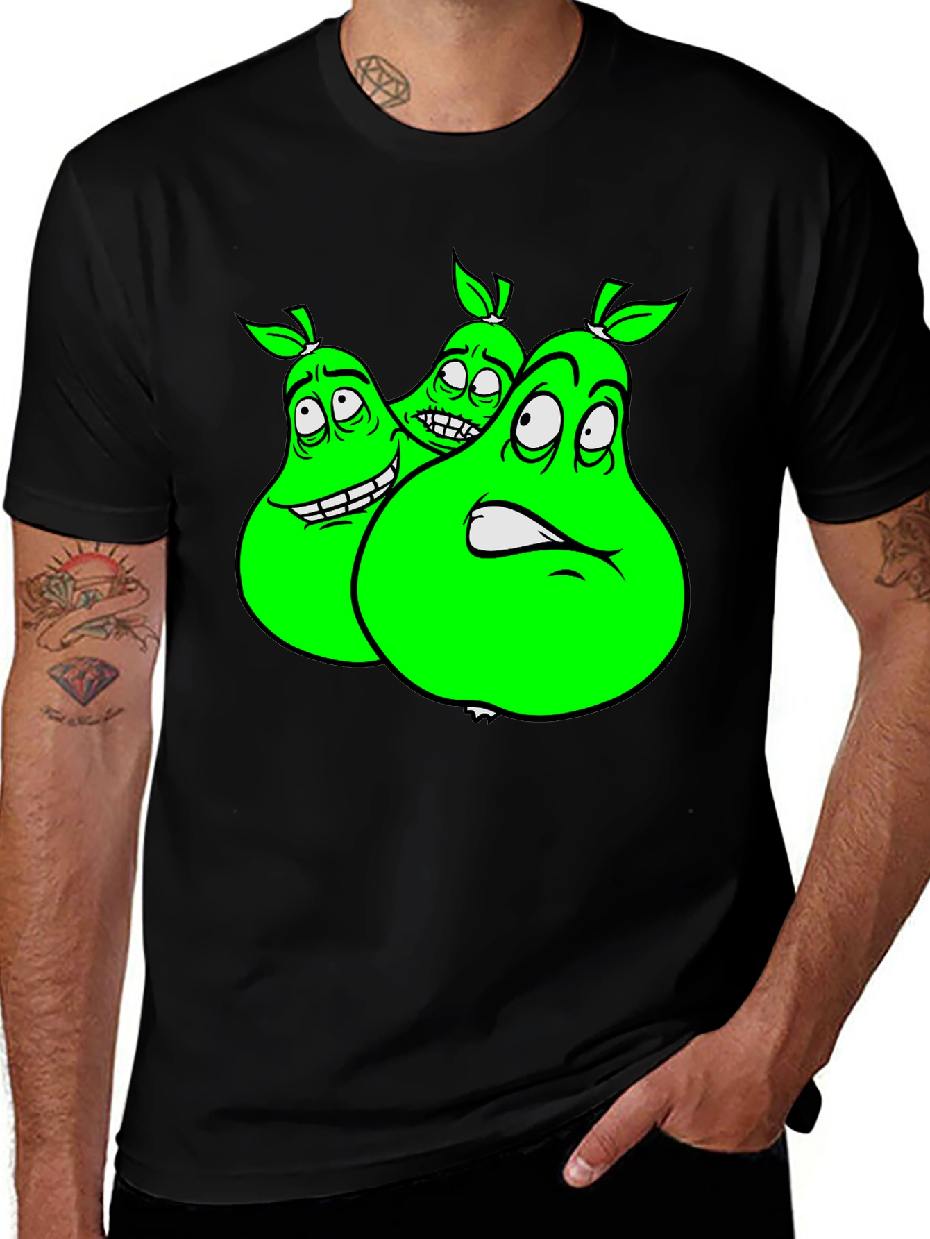 Variant 30 of Cartoon Pear Graphic Tee - Funny Fruit T-Shirt
