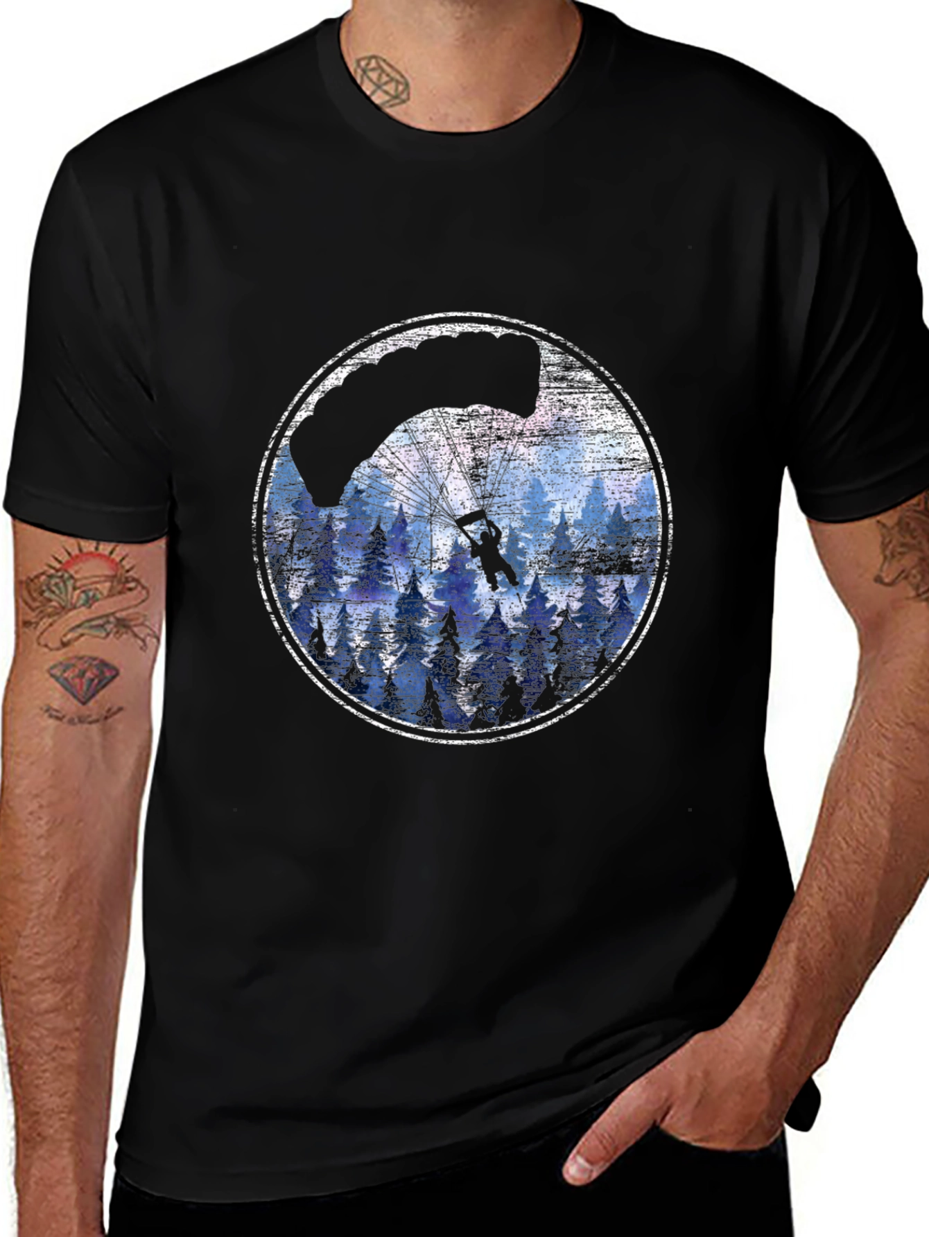 Variant 6 of Skydiver Forest Graphic Tee - Adventure Awaits!