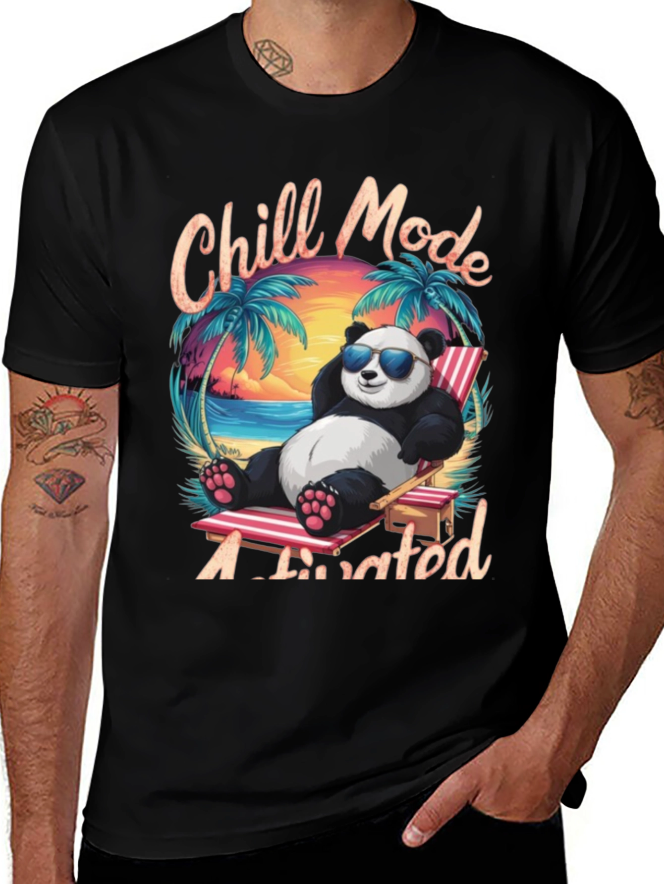 Chill Mode Panda T-Shirt - Relaxed Beach Vibes