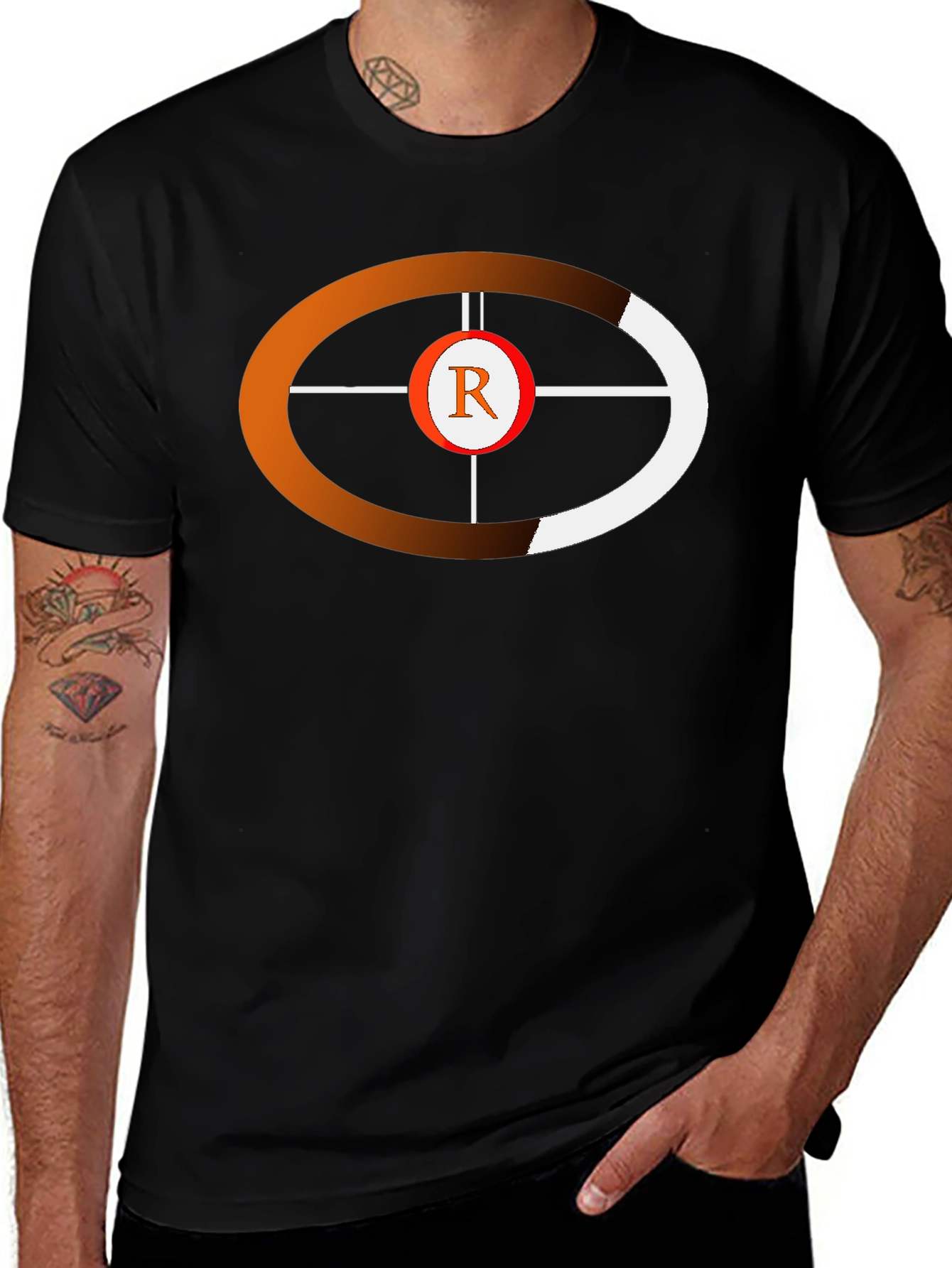 Variant 6 of Stylish Black T-Shirt with Circle "R" Graphic