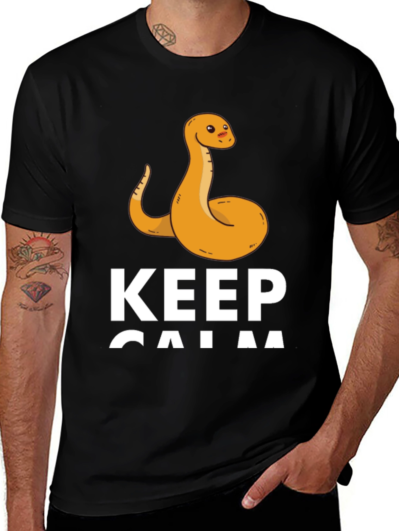 Variant 30 of Keep Calm Snake Tee - Men's Black T-Shirt