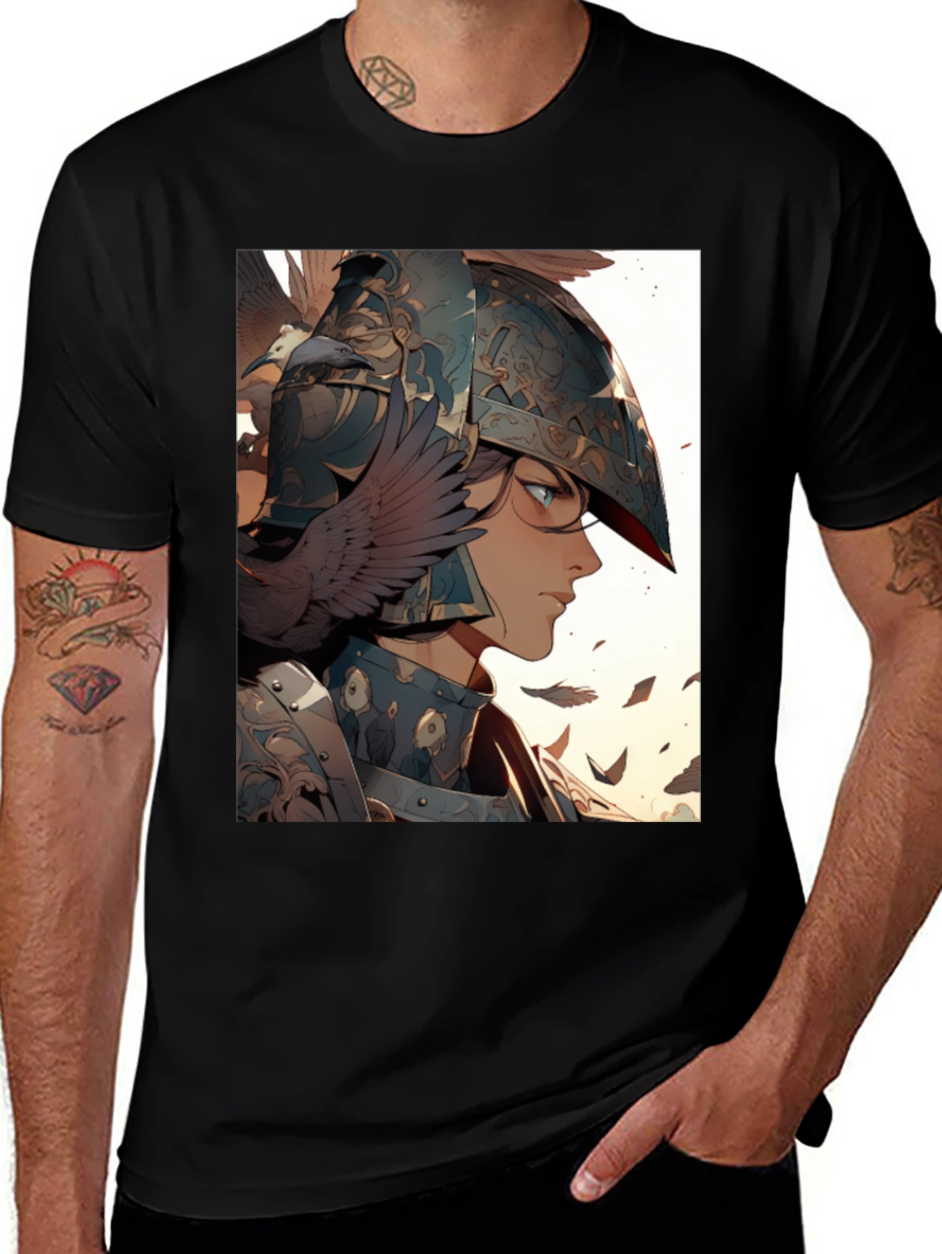 Variant 16 of Anime Knight T-Shirt - Black Graphic Tee