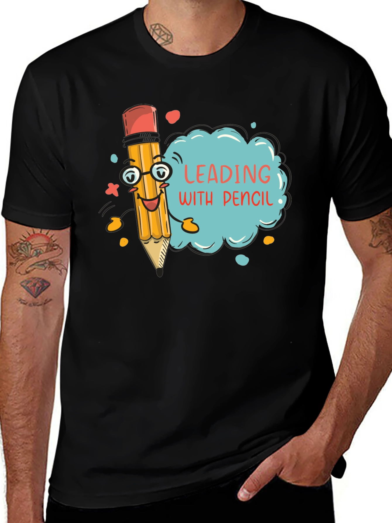 Variant 10 of Leading with Pencil - Funny Graphic T-Shirt