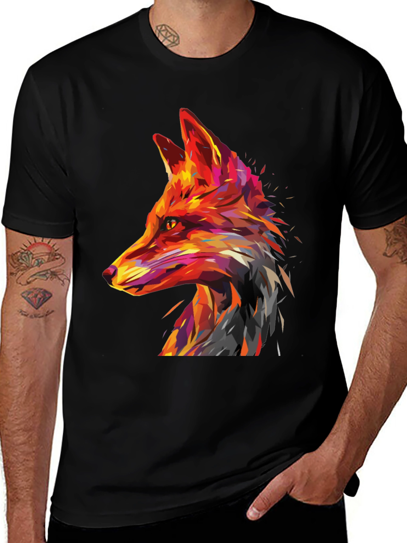 Variant 17 of Geometric Fox Graphic Tee - Stylish Men's T-Shirt