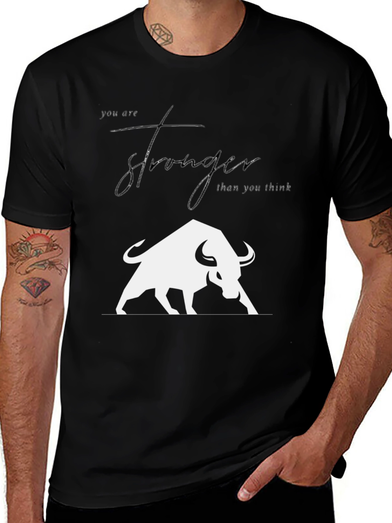 Variant 17 of Stronger Than You Think Bull Graphic Tee