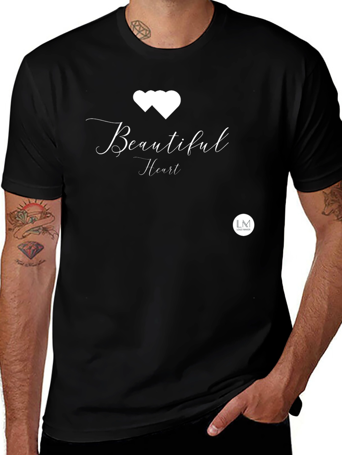 Variant 19 of Beautiful Heart Black Tee - Stylish Graphic Print T-Shirt