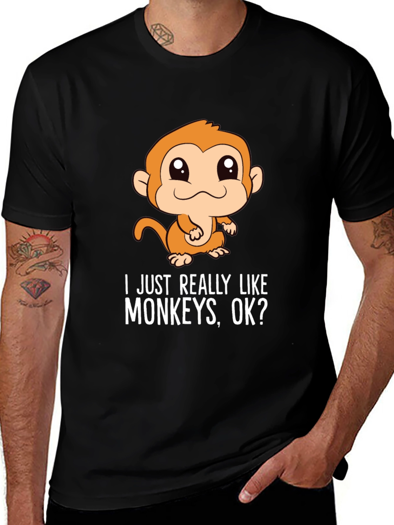 Variant 17 of Funny Monkey T-Shirt - I Just Really Like Monkeys, OK?