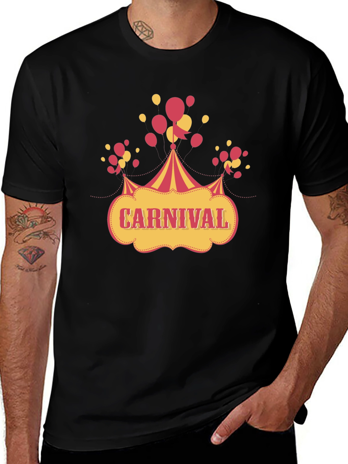 Variant 13 of Carnival Tent Graphic Tee - Black Cotton T-Shirt