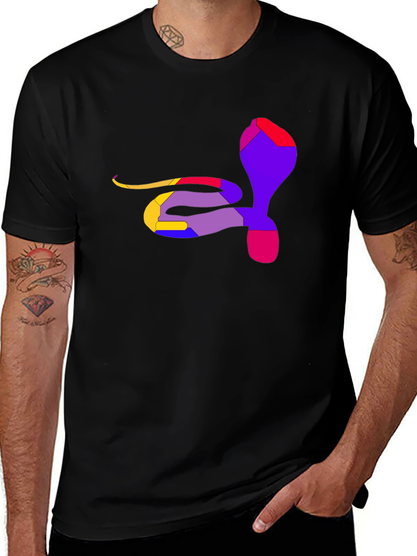 Abstract Cobra Graphic Tee - Men's Black T-Shirt