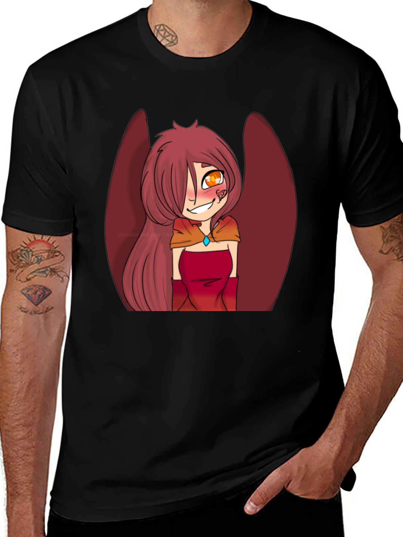 Variant 7 of Anime Style Winged Character Graphic Tee