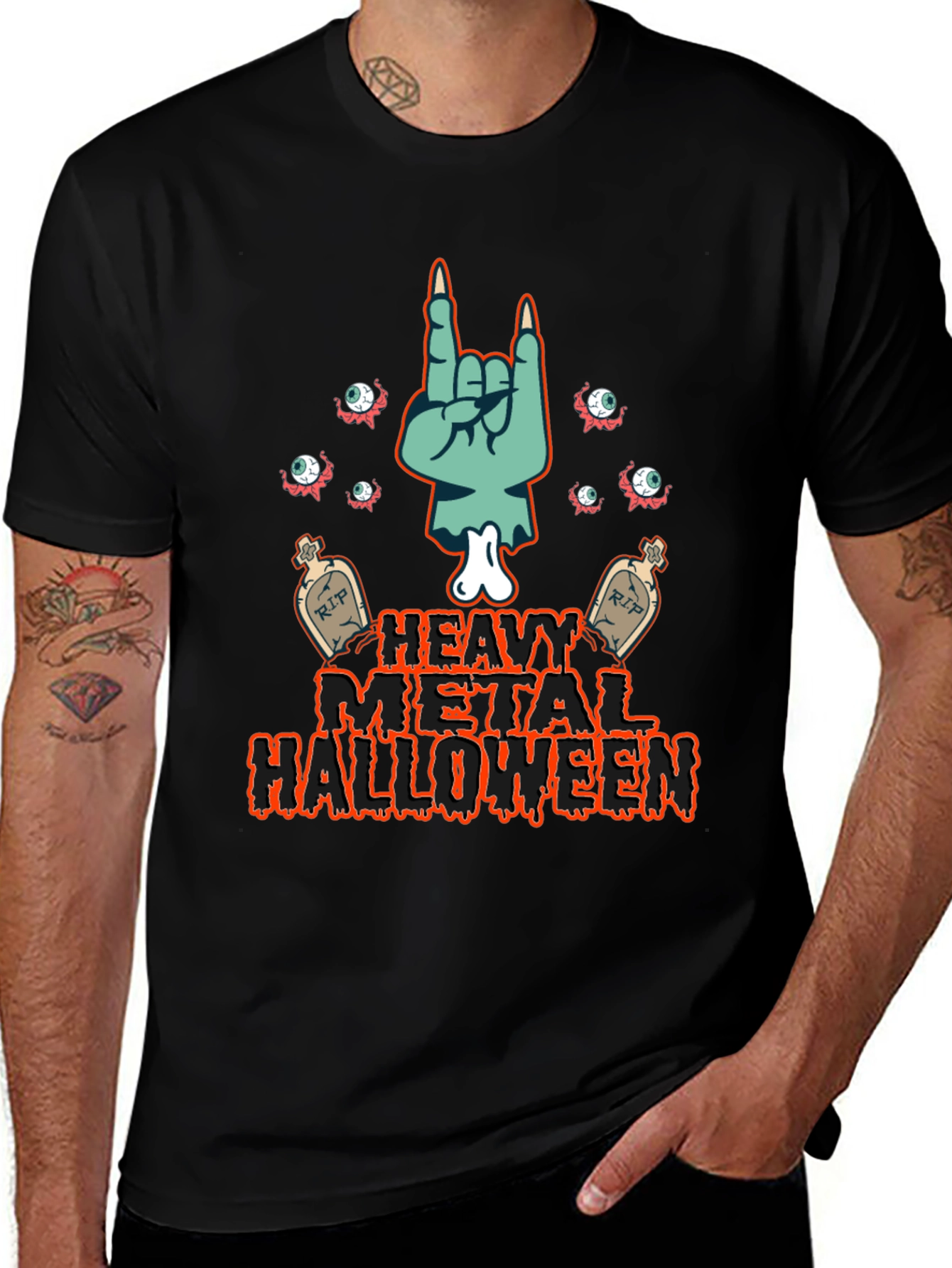 Variant 7 of Heavy Metal Halloween T-Shirt, Zombie Hand Rock On
