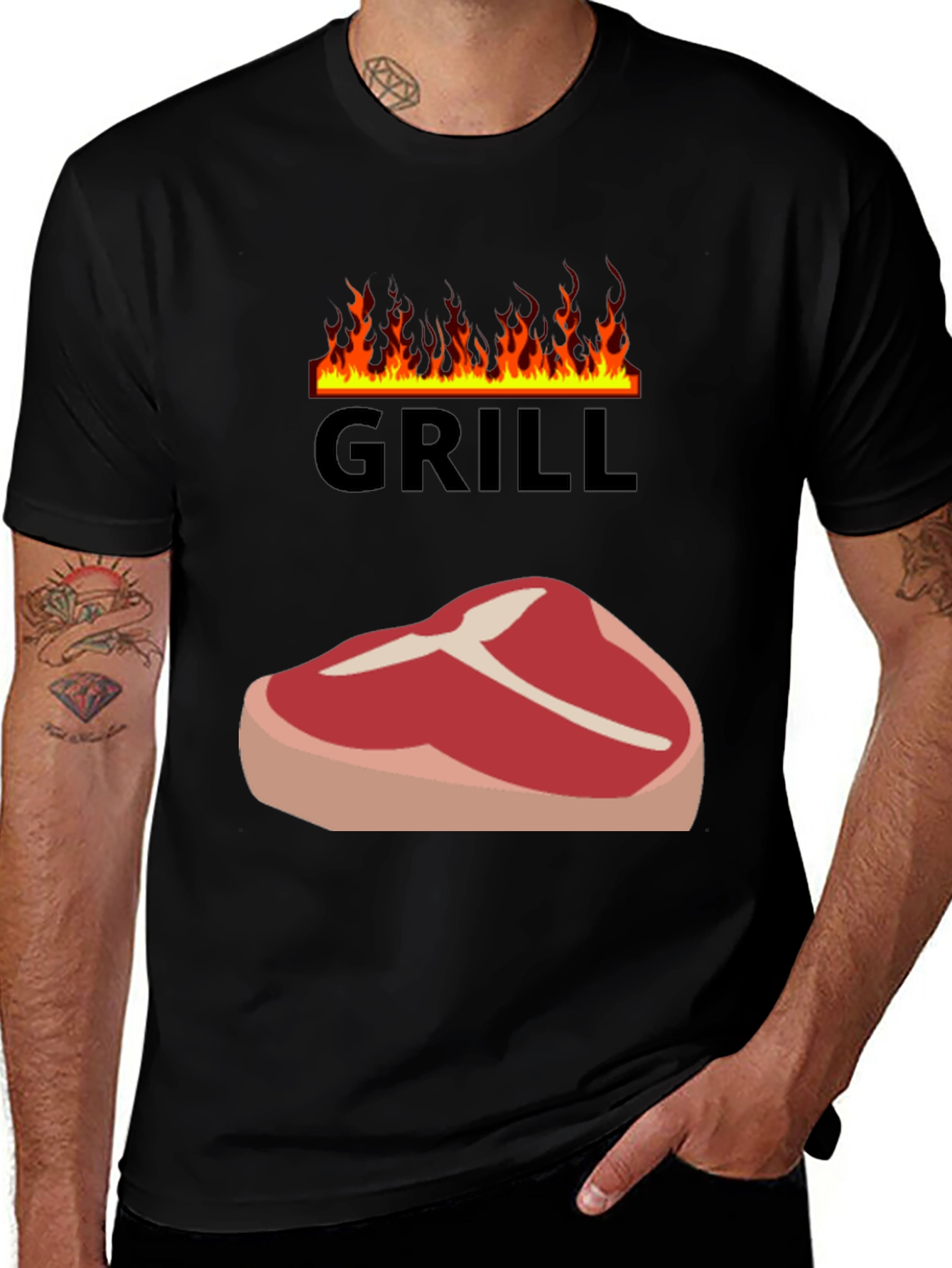 Variant 11 of Grill T-Shirt - Steak & Flames Graphic Tee