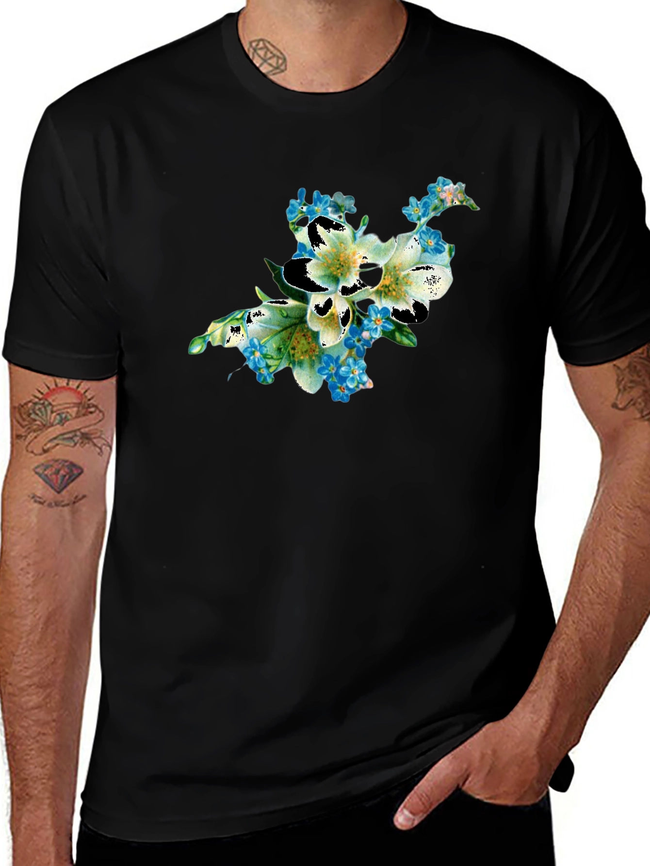 Variant 24 of Floral T-Shirt: Lily & Forget-Me-Nots