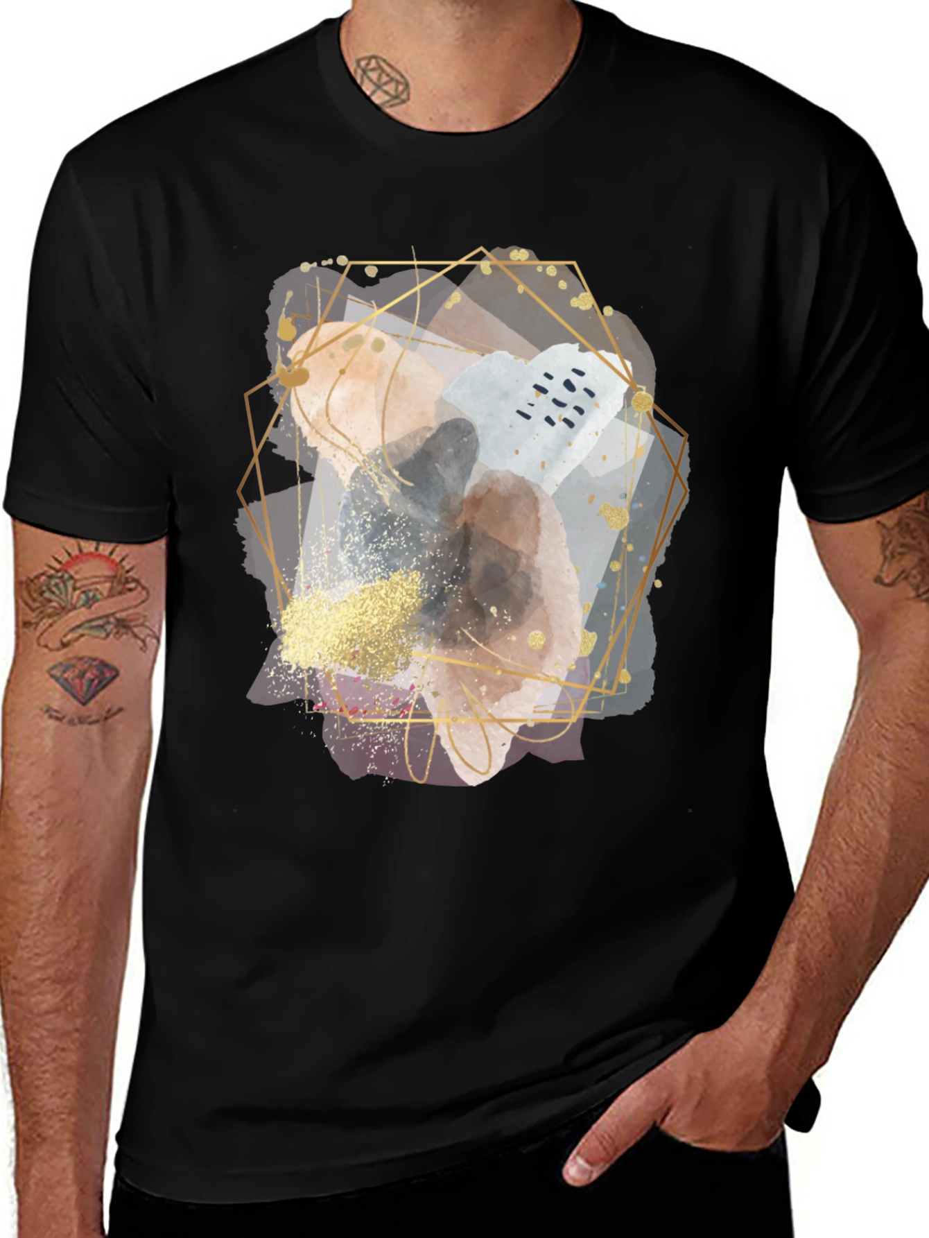 Variant 26 of Abstract Geometric Graphic Black T-Shirt