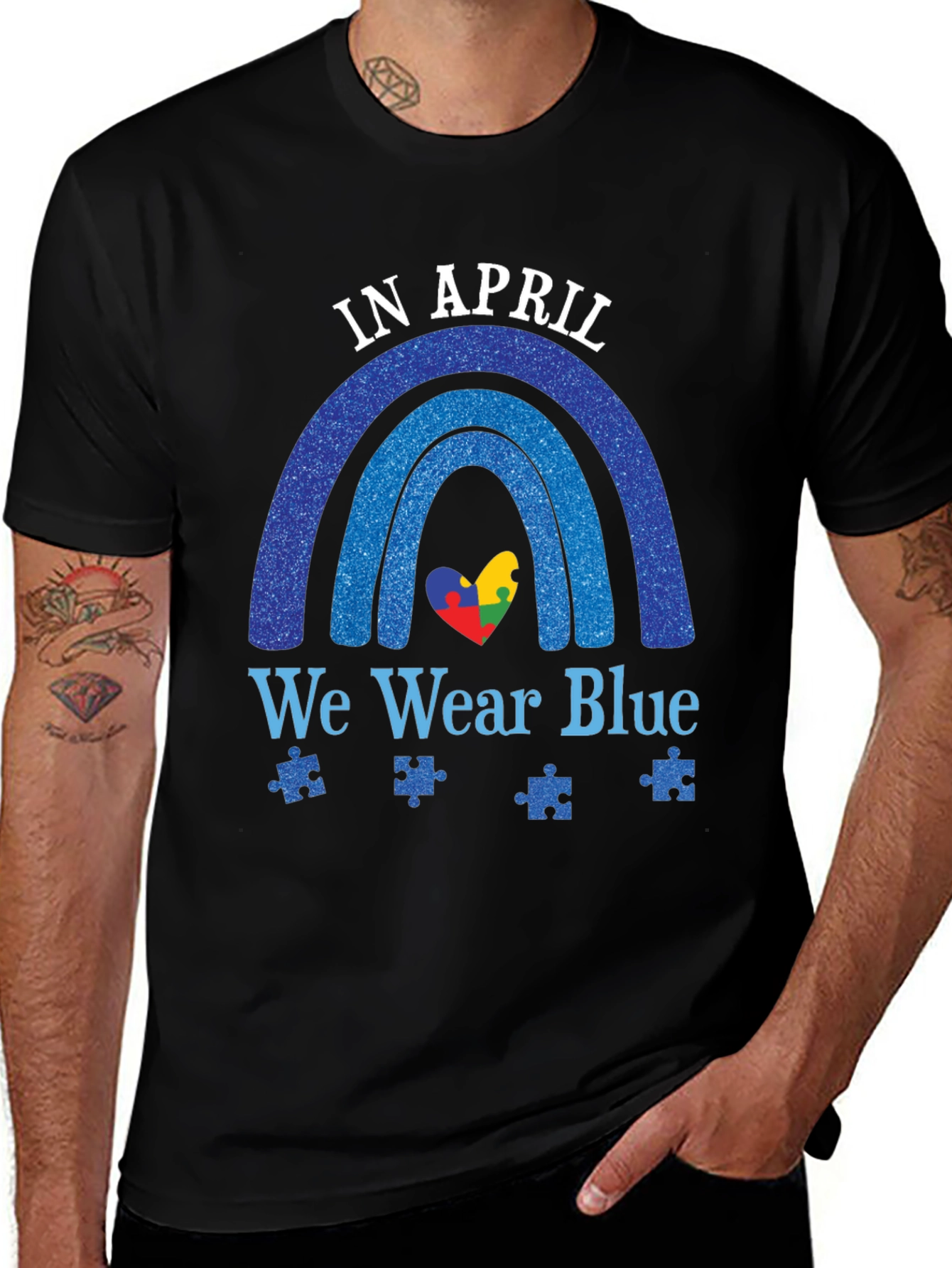 Autism Awareness Blue Rainbow T-Shirt