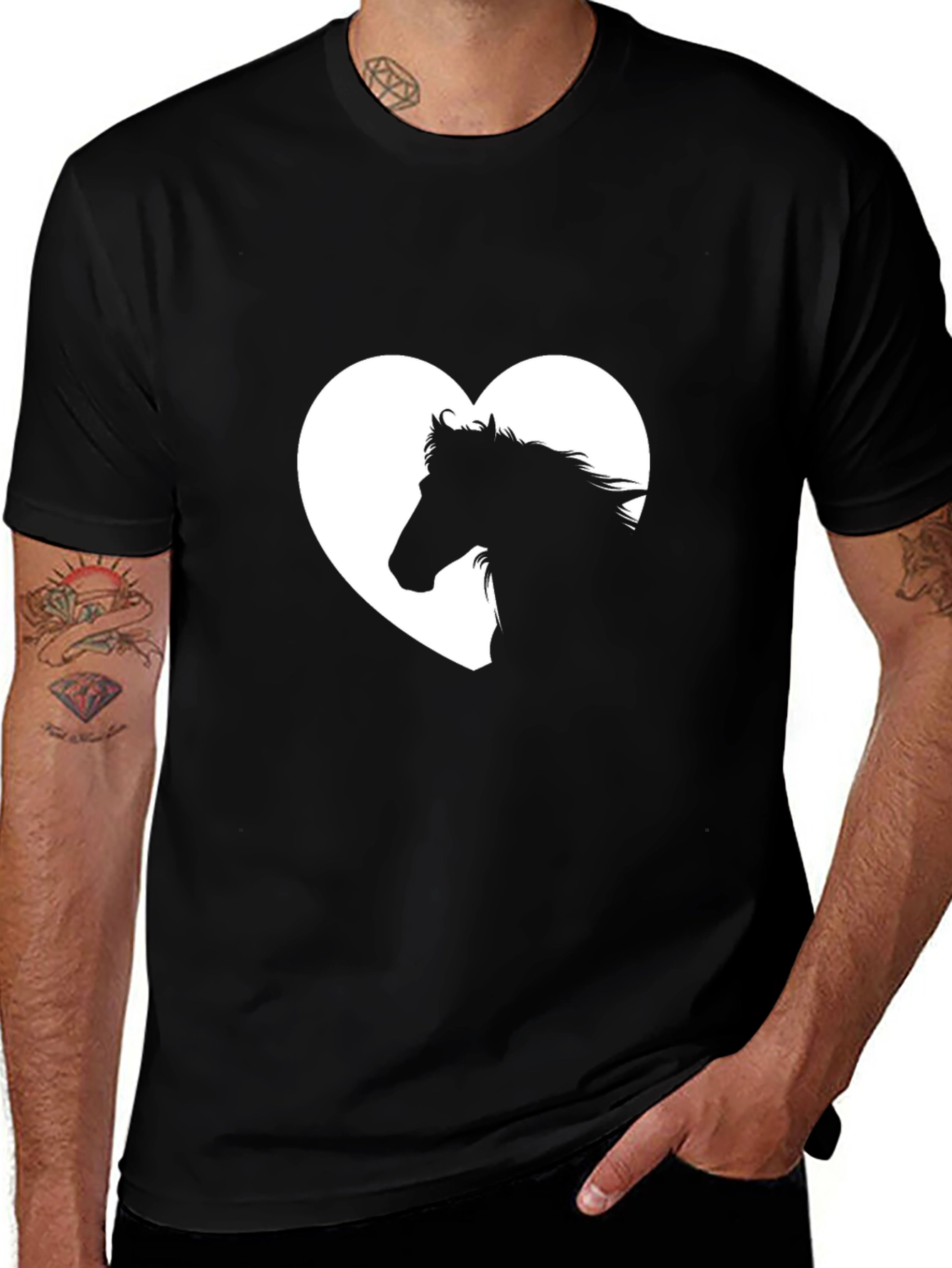 Horse Lover T-Shirt: Heart Silhouette Design