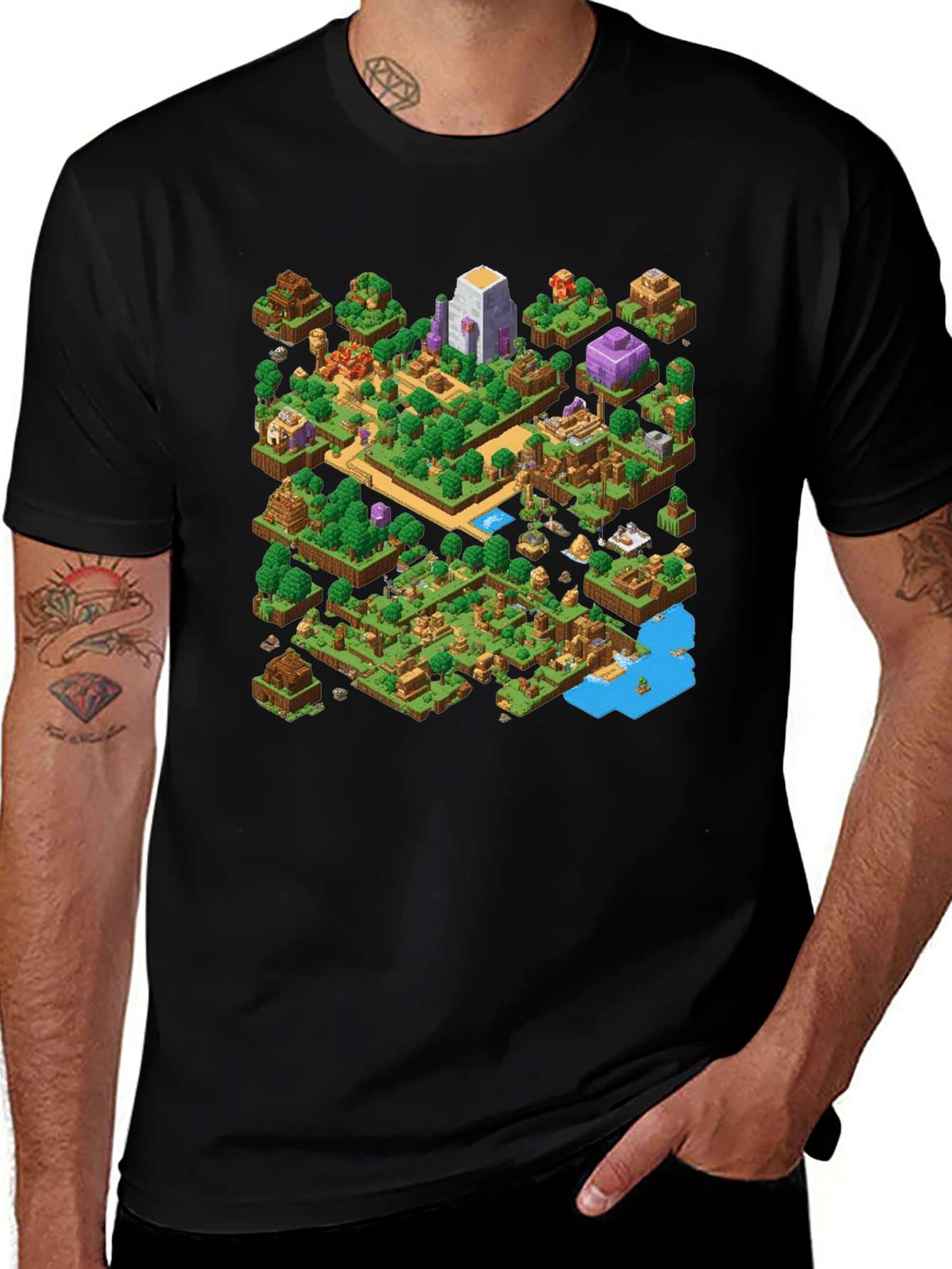Isometric Gaming T-Shirt - Black Cotton