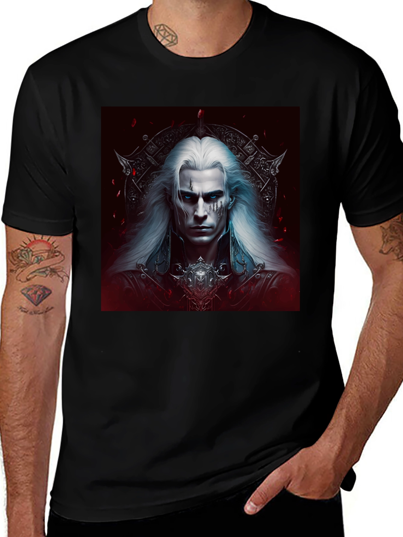Variant 22 of Gothic Vampire Portrait Black T-Shirt