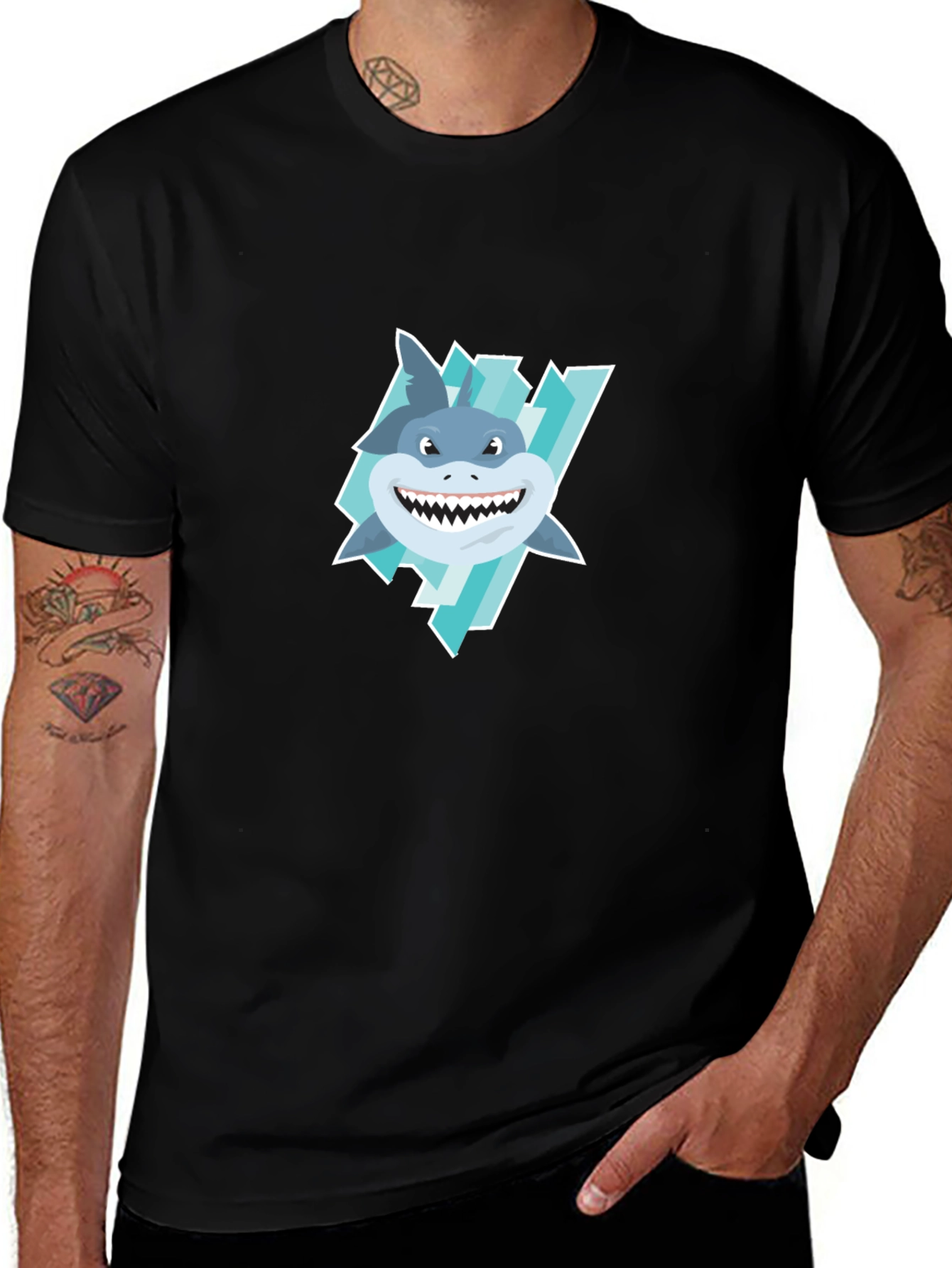 Variant 30 of Shark Graphic Tee - Men's Black T-Shirt