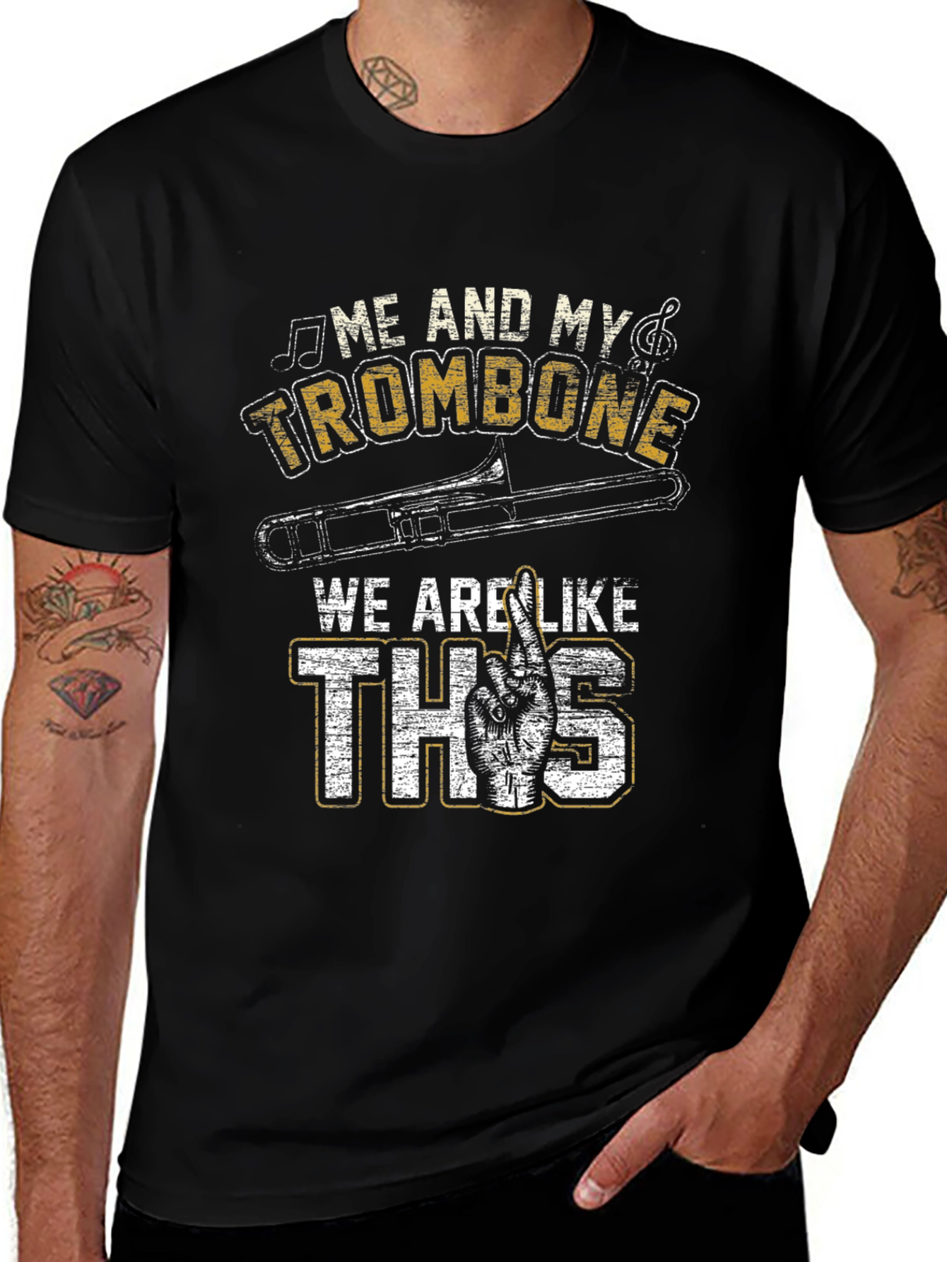 Variant 15 of Trombone Musician T-Shirt - "We Are Like This" Black Tee