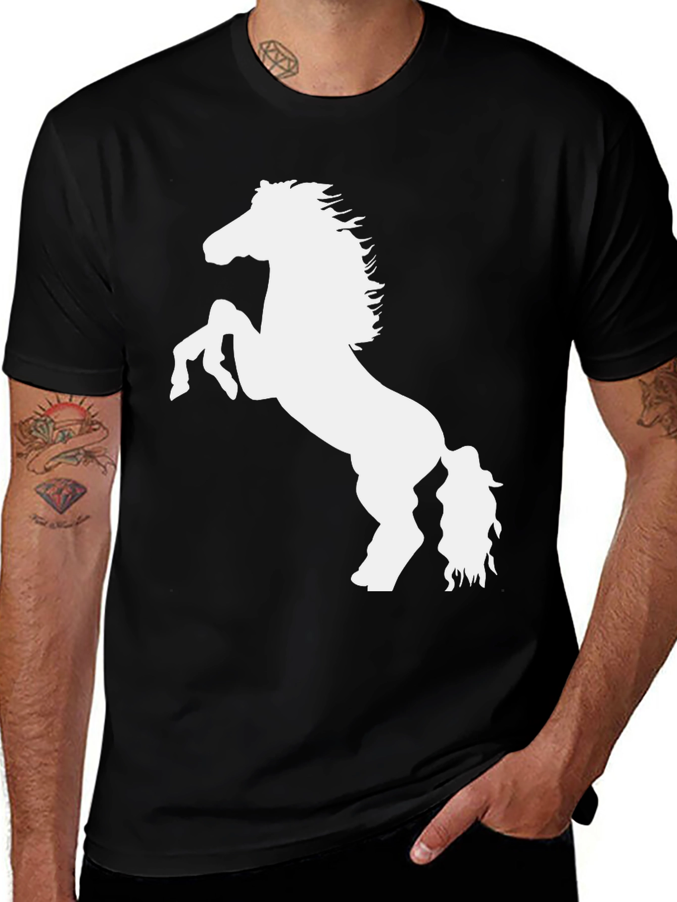 Variant 4 of Horse Graphic T-Shirt - Black Cotton Tee