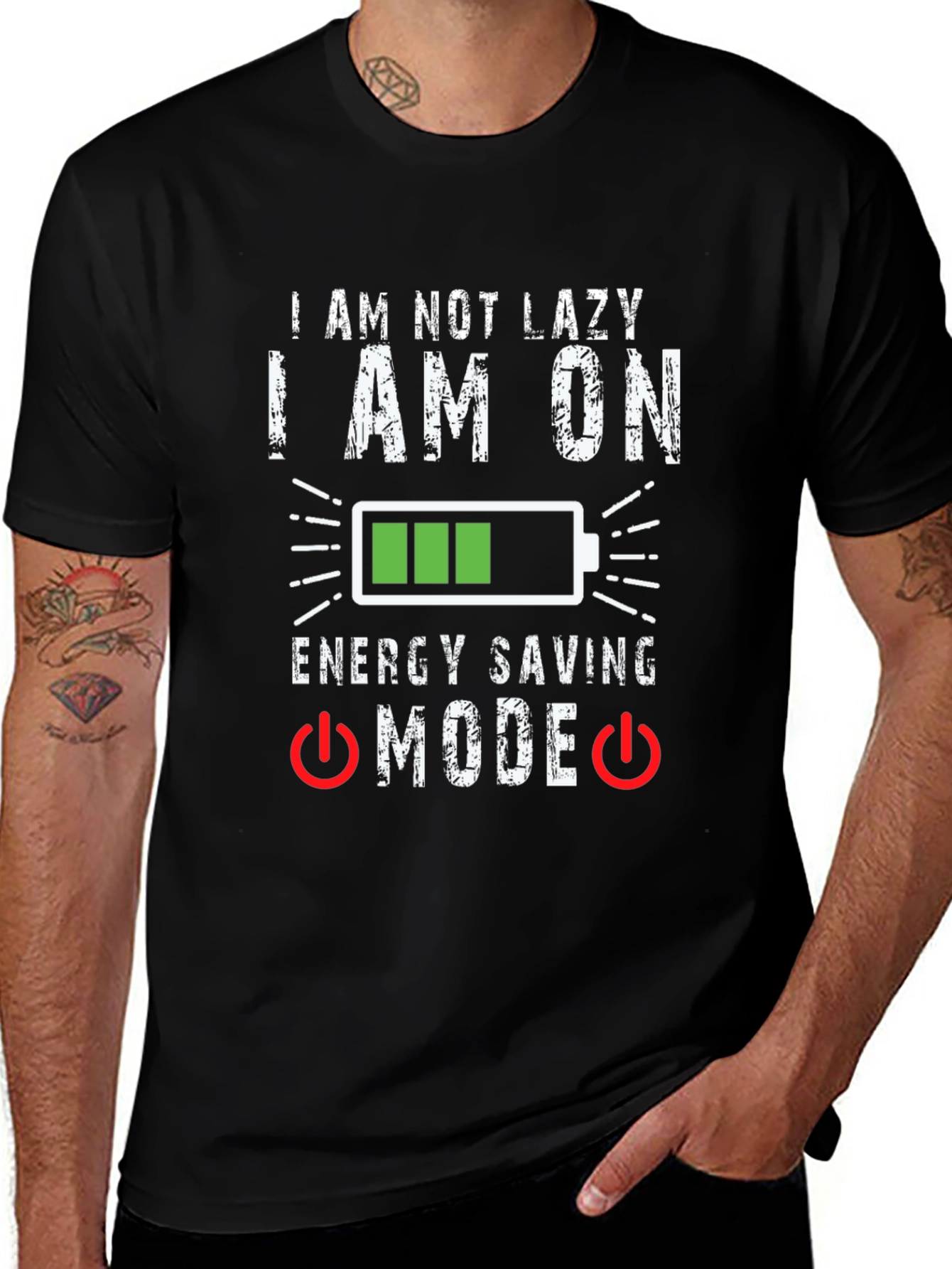 Variant 7 of Funny Energy Saving Mode Graphic T-Shirt