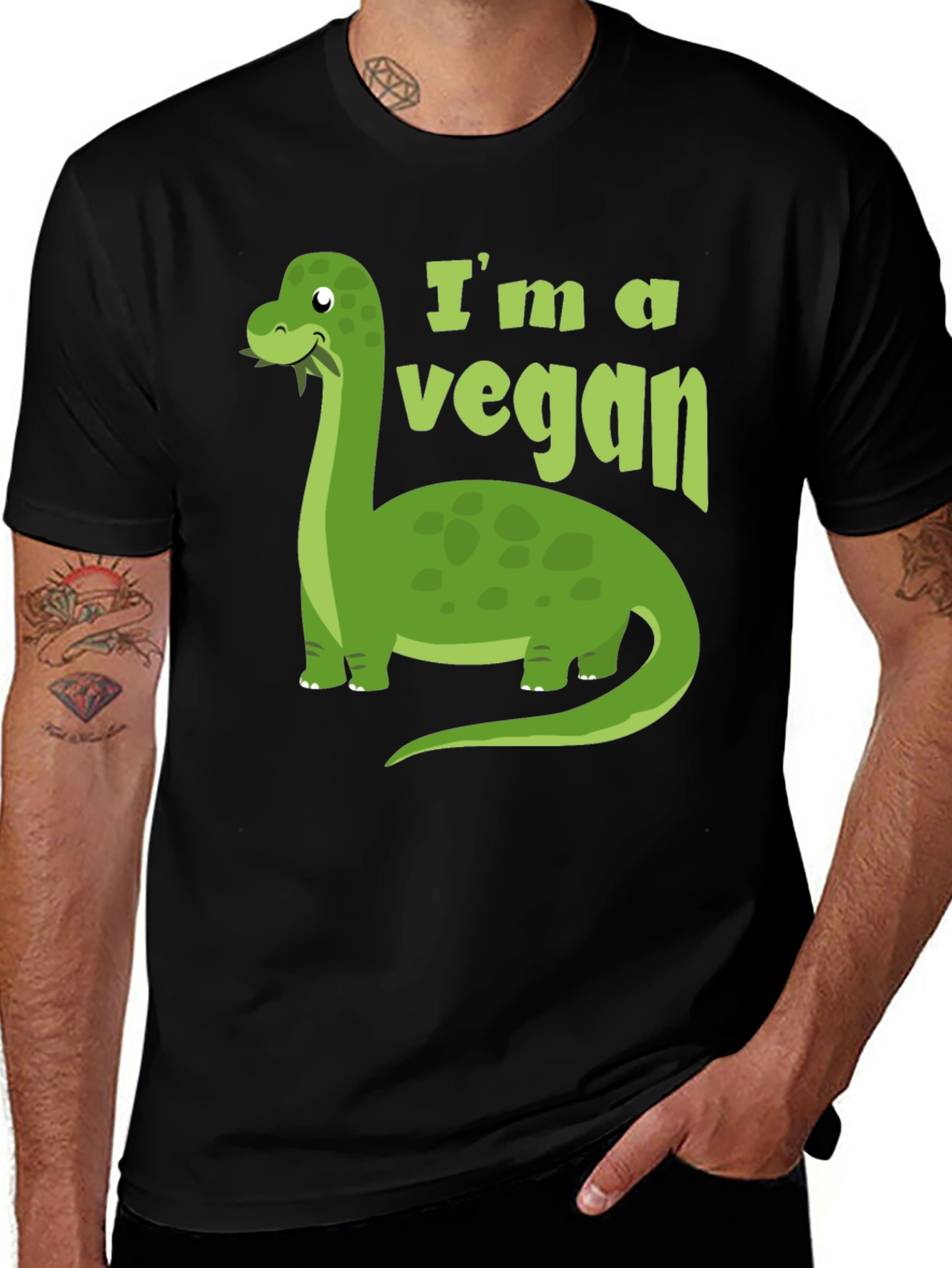 Variant 24 of Vegan Dinosaur T-Shirt - Brontosaurus Tee