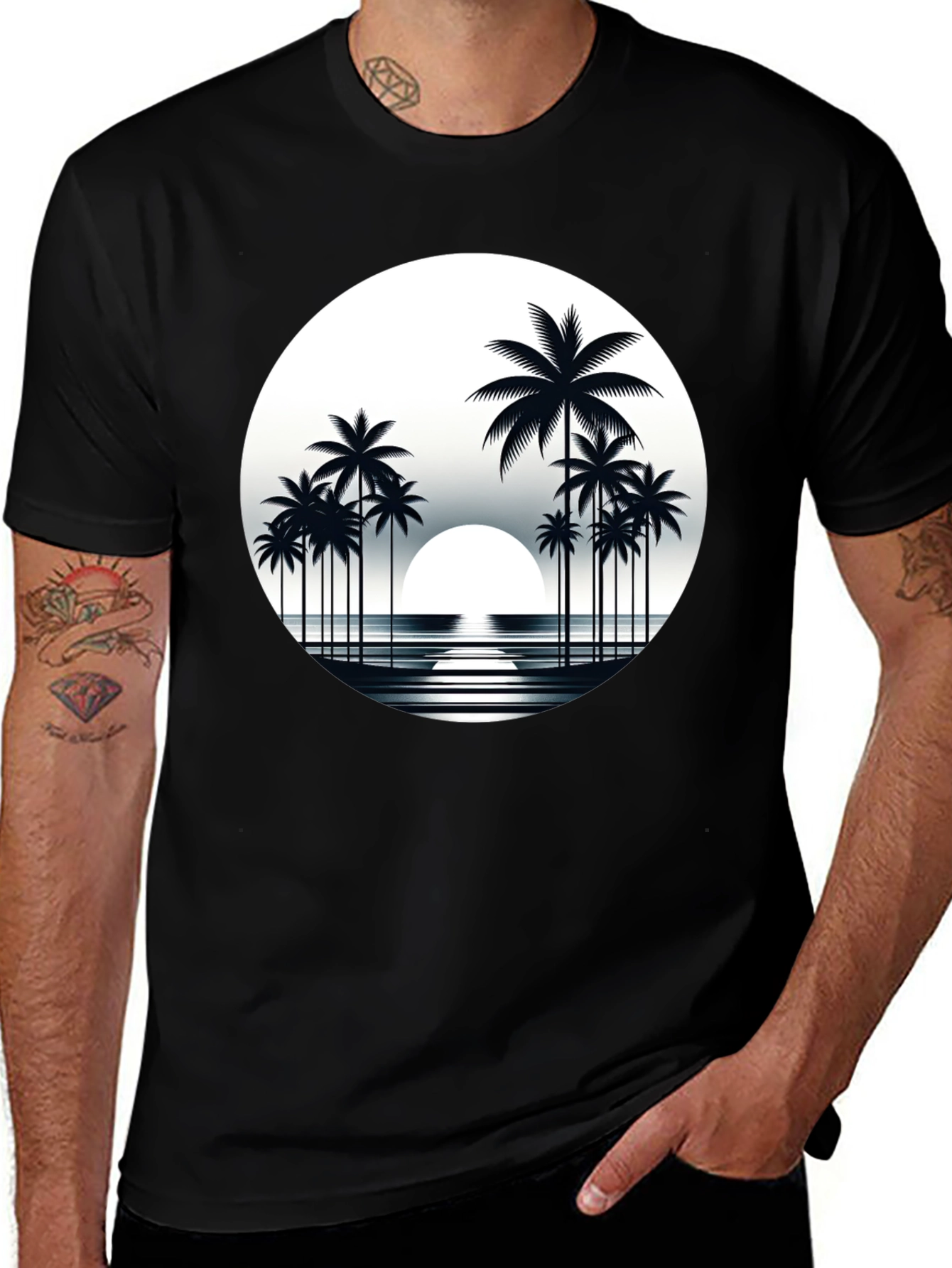 Variant 10 of Retro Palm Tree Sunset Graphic T-Shirt