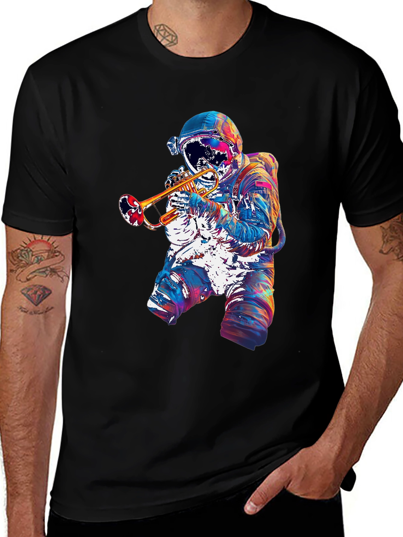 Variant 18 of Astronaut Trumpet Graphic T-Shirt - Space Musician Tee