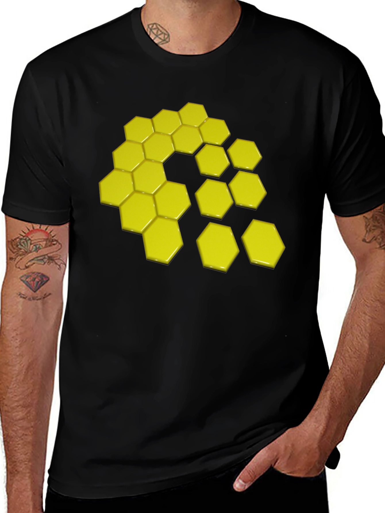 Variant 24 of Geometric Hexagon Graphic Tee - Modern Style