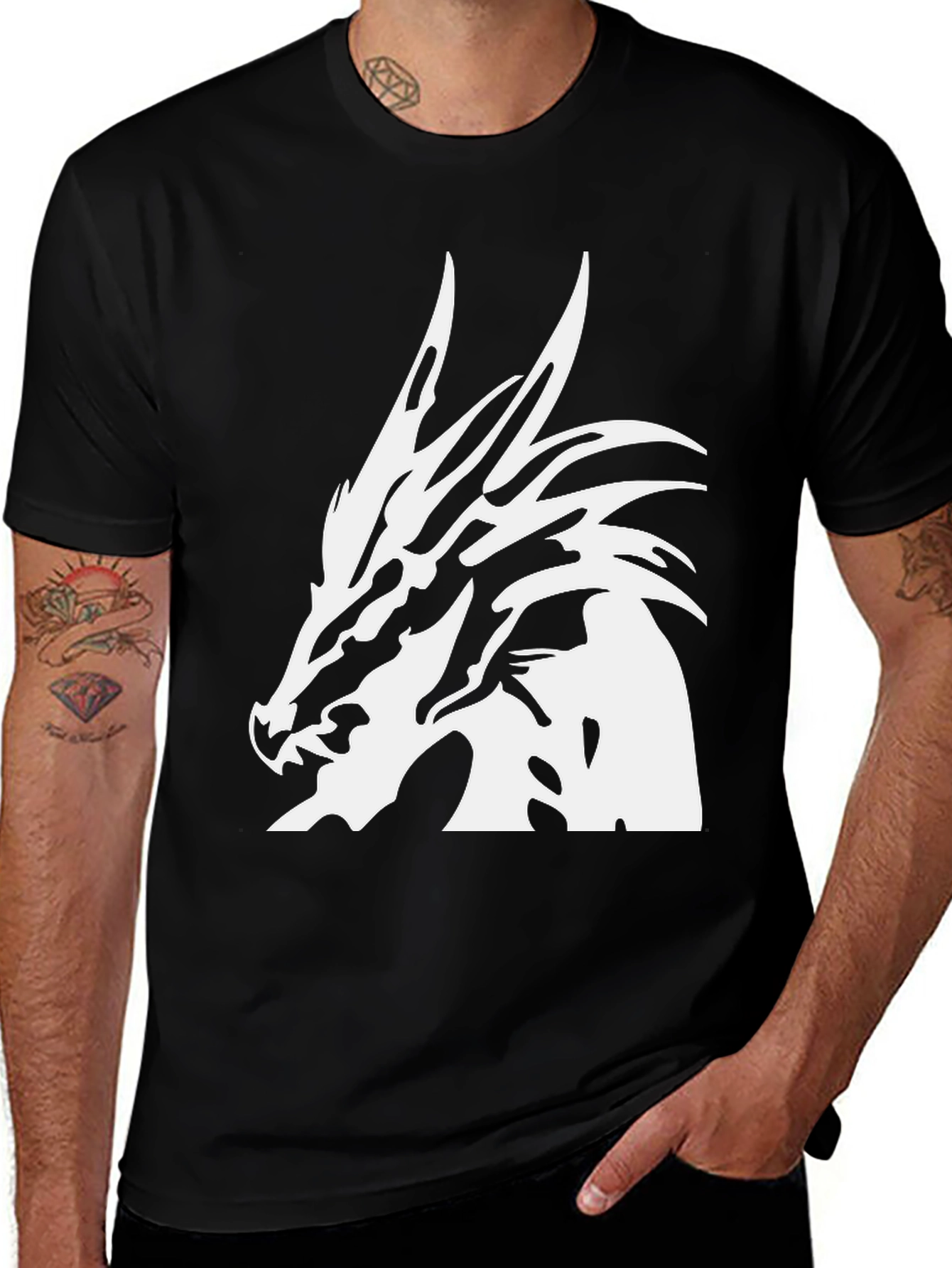 Variant 20 of Dragon Head Graphic Black T-Shirt