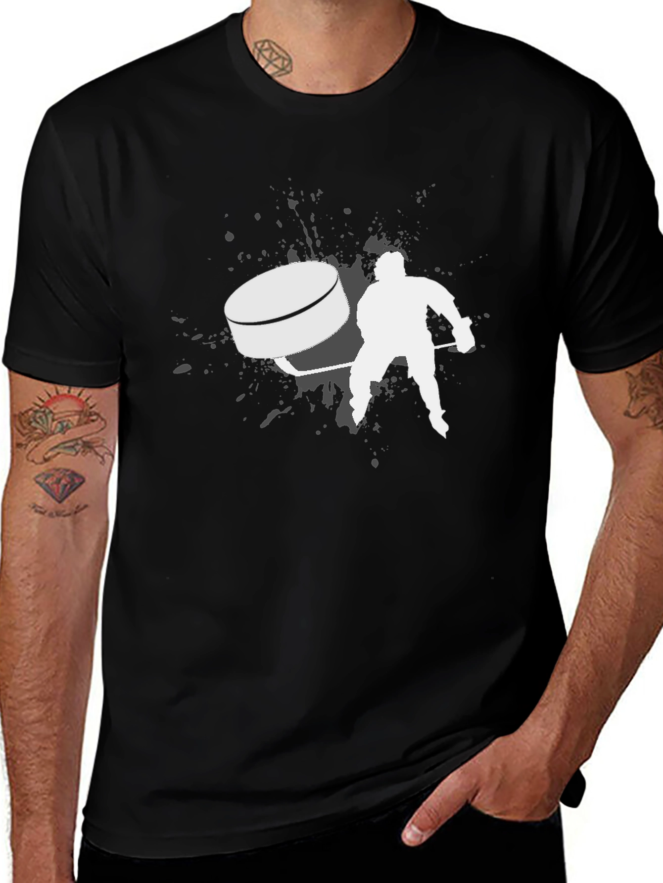 Variant 17 of Hockey Puck Graphic Tee - Black Cotton T-Shirt