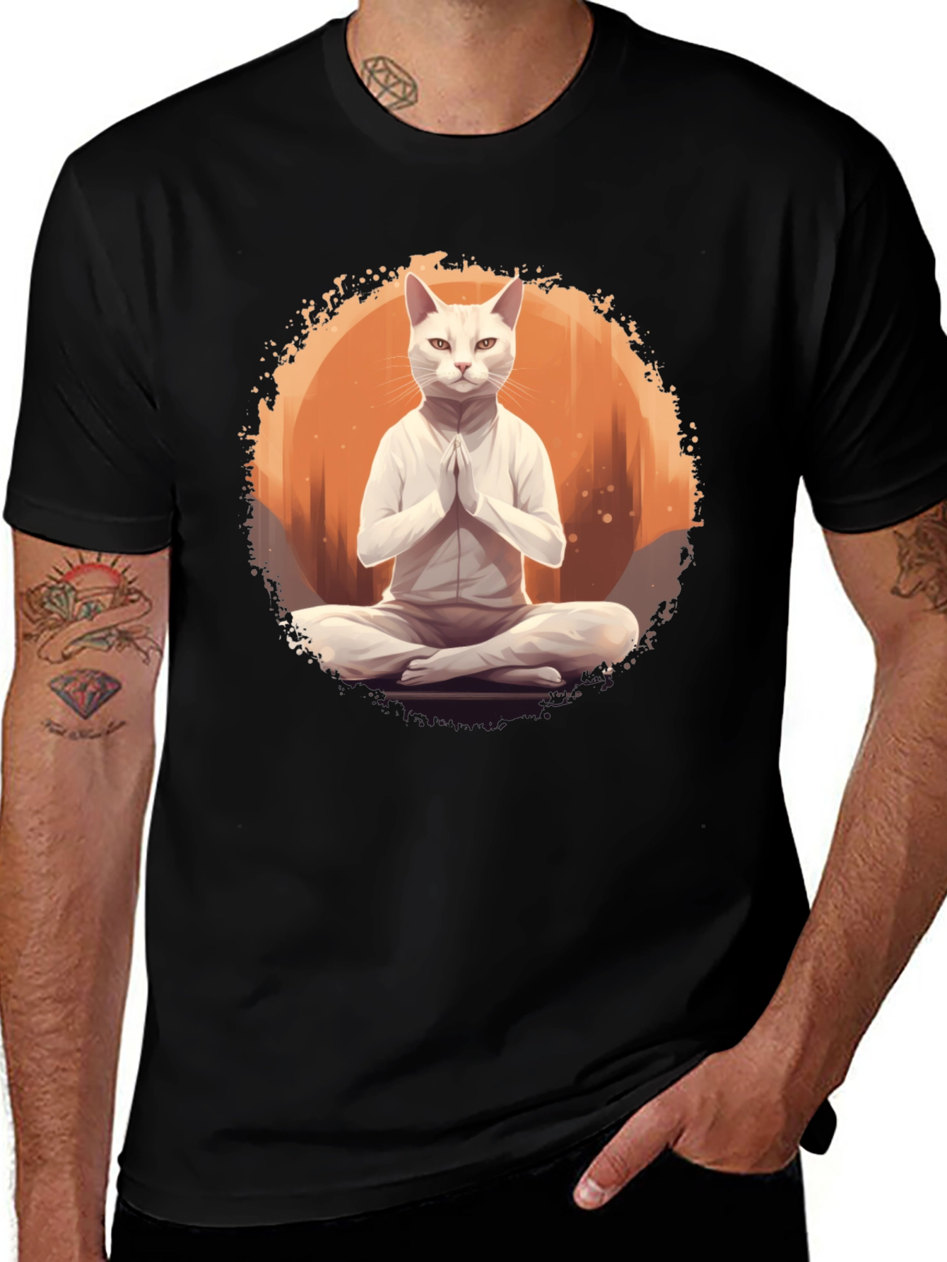 Variant 2 of Meditating Cat T-Shirt - Funny Yoga Kitten Tee