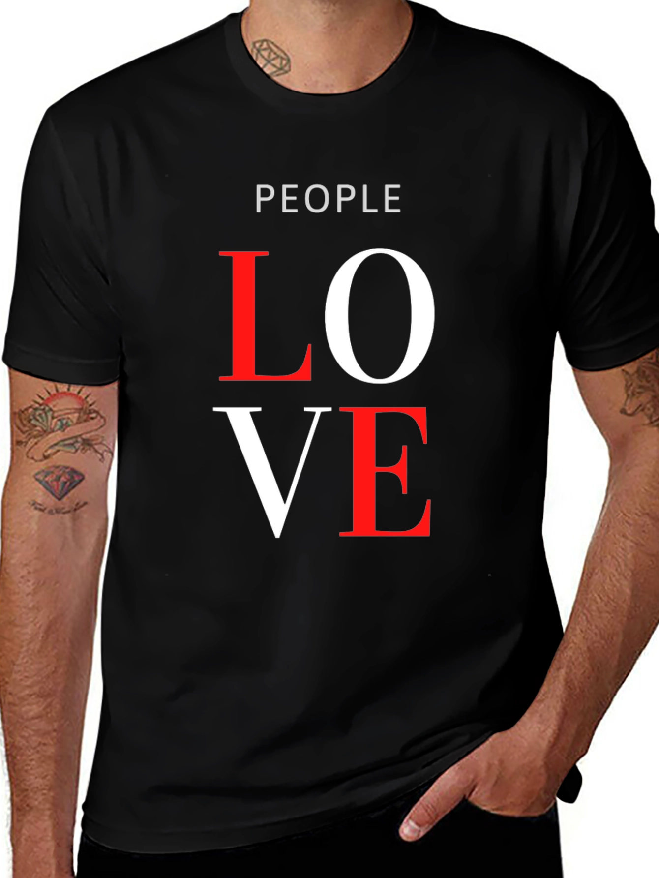 Variant 17 of People Love Graphic T-Shirt - Black Crew Neck Tee