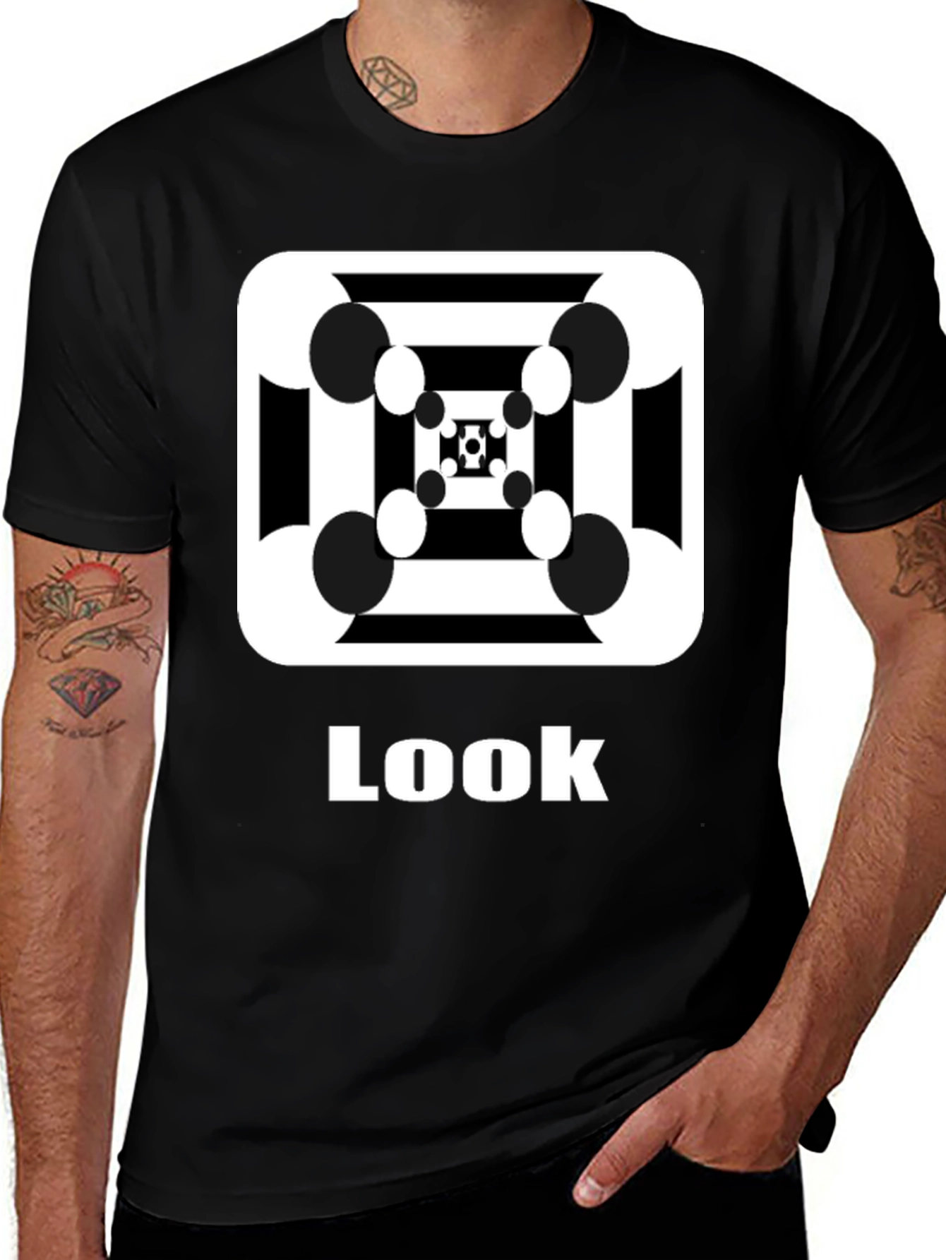 Variant 17 of Optical Illusion Look T-Shirt - Black
