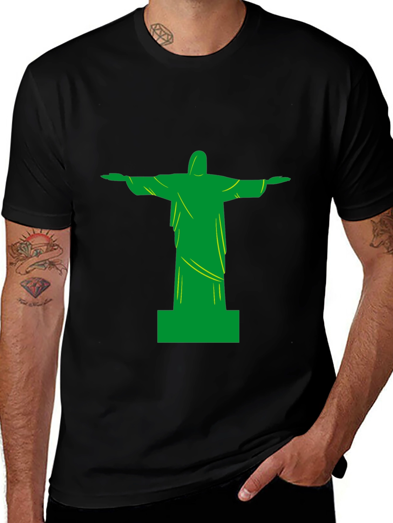 Variant 11 of Rio Statue Tee - Black Graphic T-Shirt