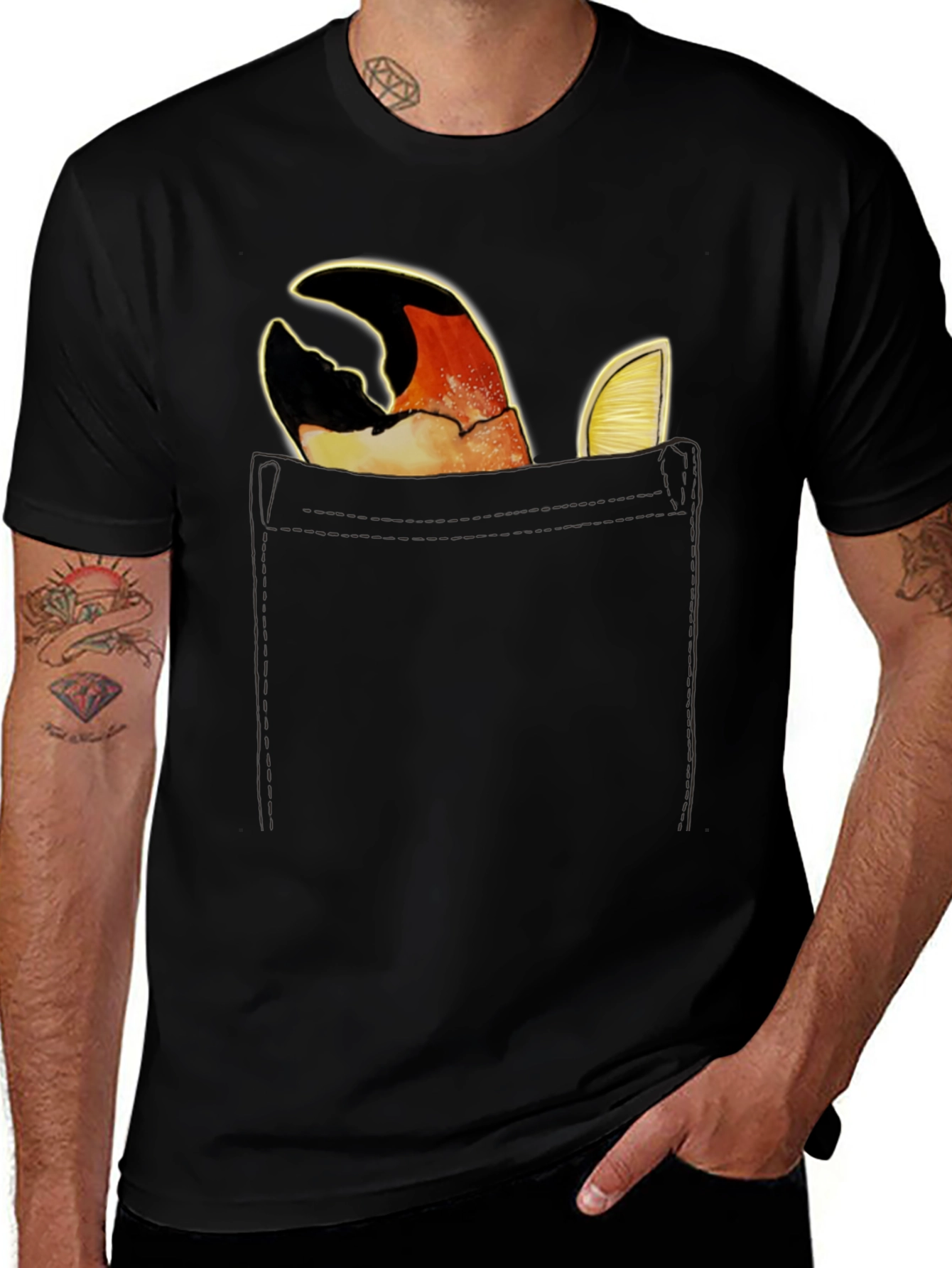 Variant 16 of Crab Claw Pocket Tee - Novelty Graphic T-Shirt