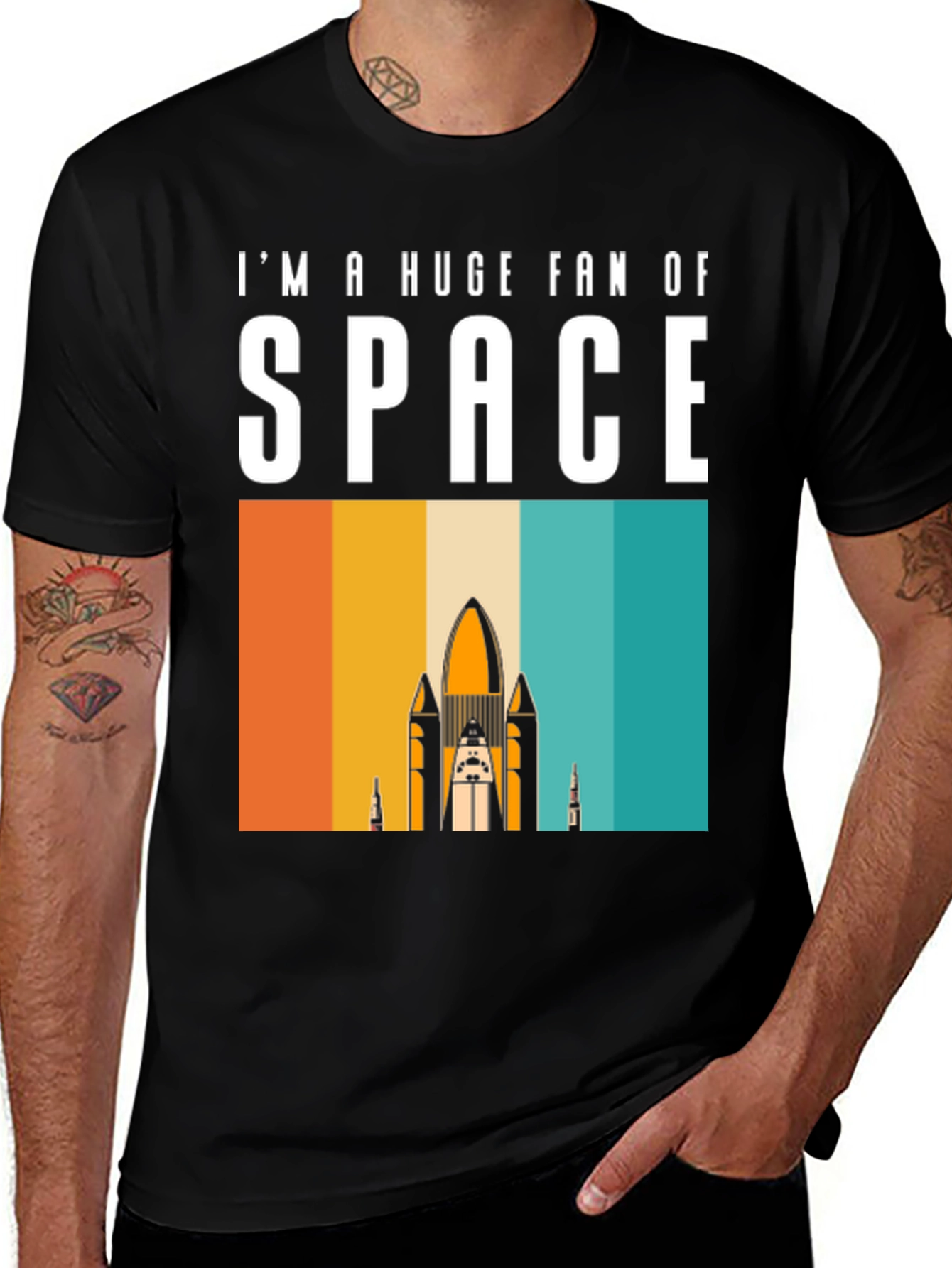 Variant 25 of Space Fan T-Shirt - Retro Rocket Design