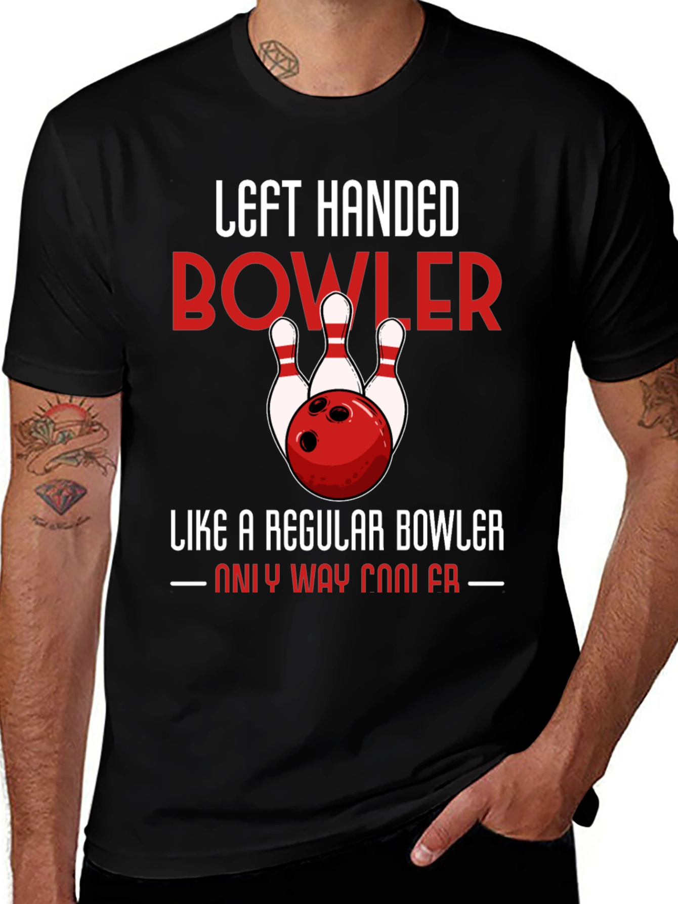 Variant 20 of Left Handed Bowler T-Shirt - Cool Bowling Tee
