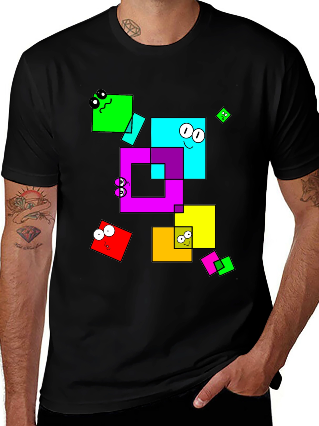 Variant 11 of Funky Geometric Square Character Graphic T-Shirt