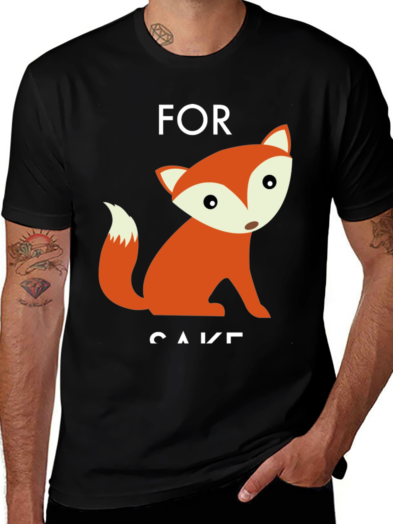 Variant 11 of Cute Fox Graphic Black T-Shirt - For Fox Sake