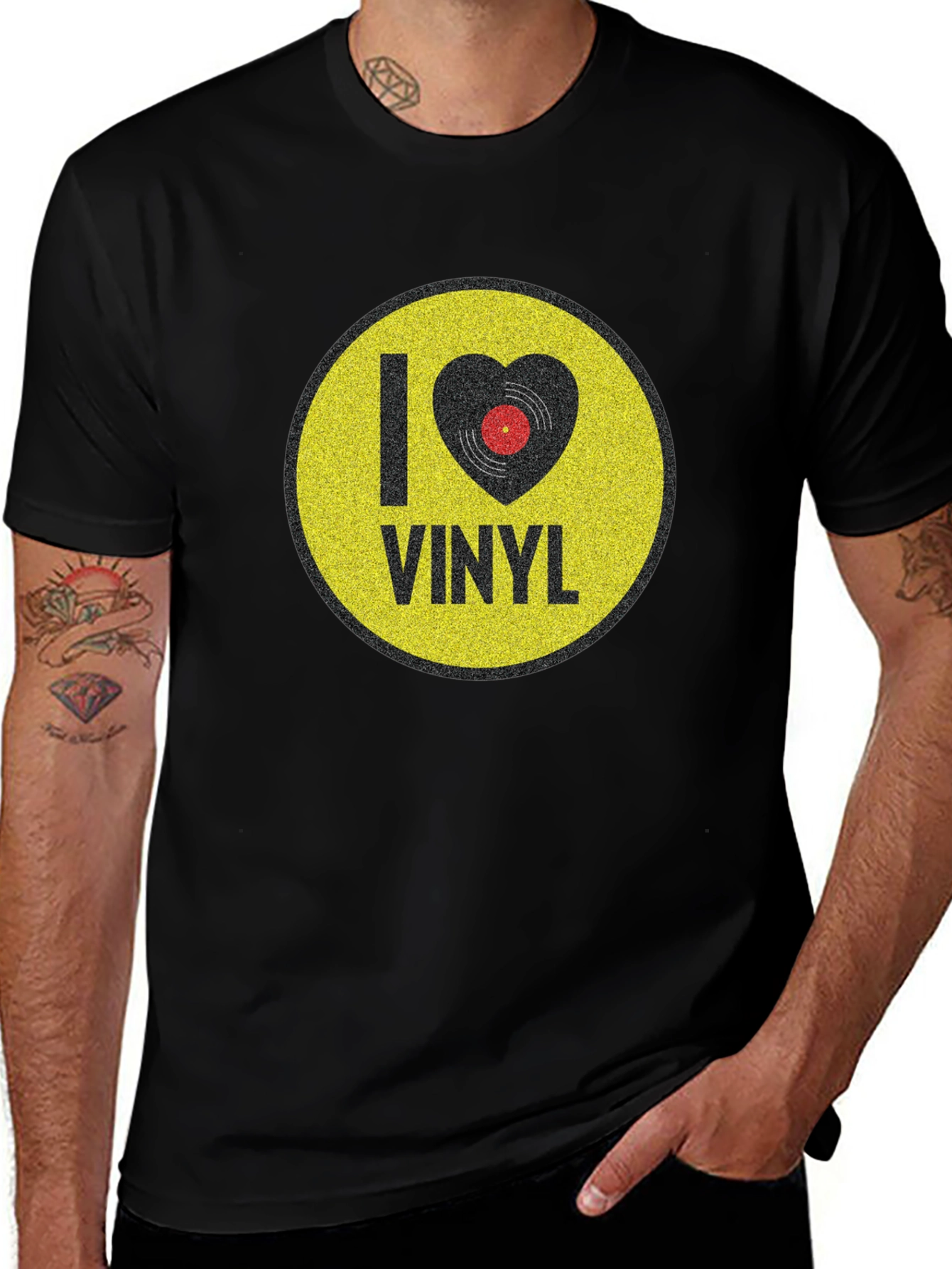 Variant 2 of I Love Vinyl Black T-Shirt
