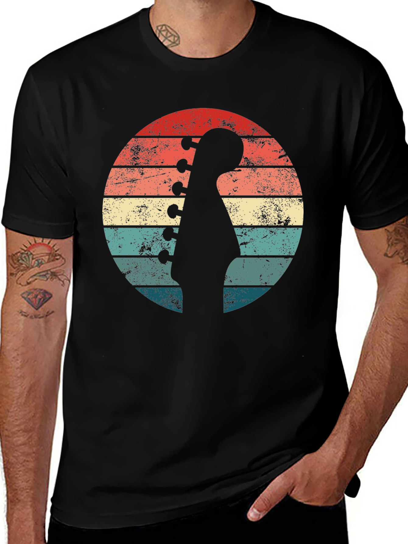 Variant 20 of Retro Guitar Sunset T-Shirt - Musician Style