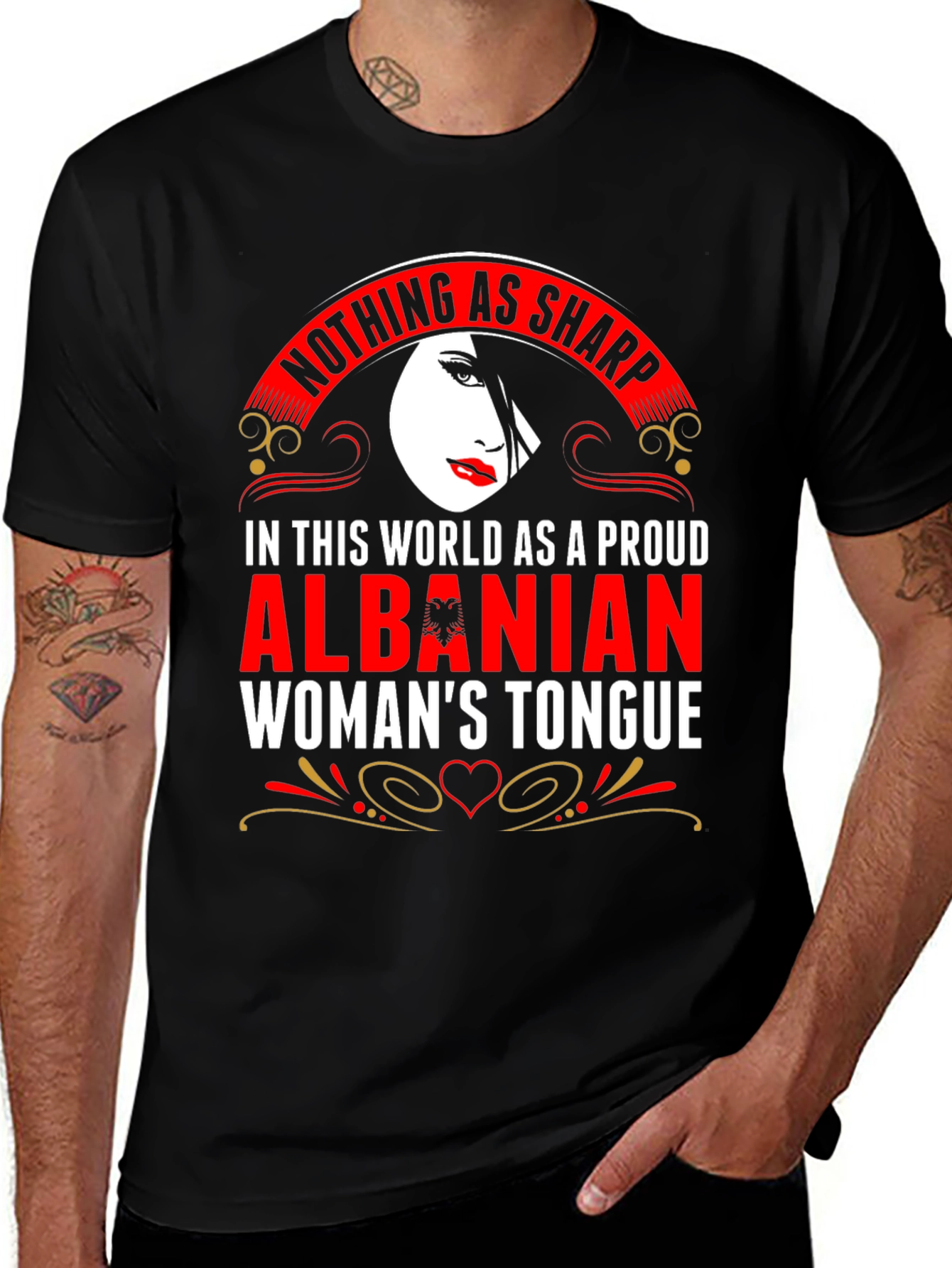 Proud Albanian Woman's Tongue Graphic T-Shirt