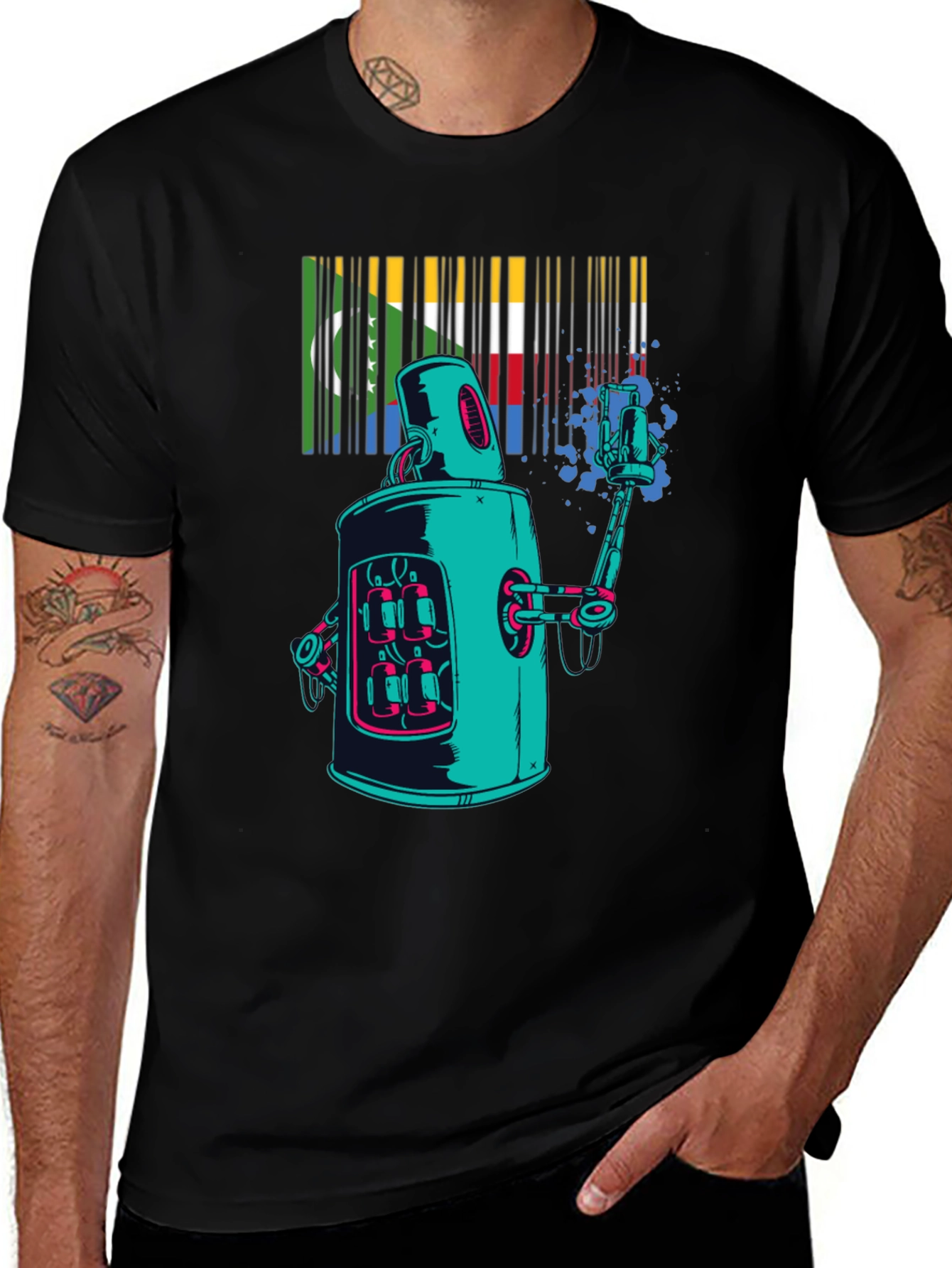 Retro Robot Spray Paint T-Shirt