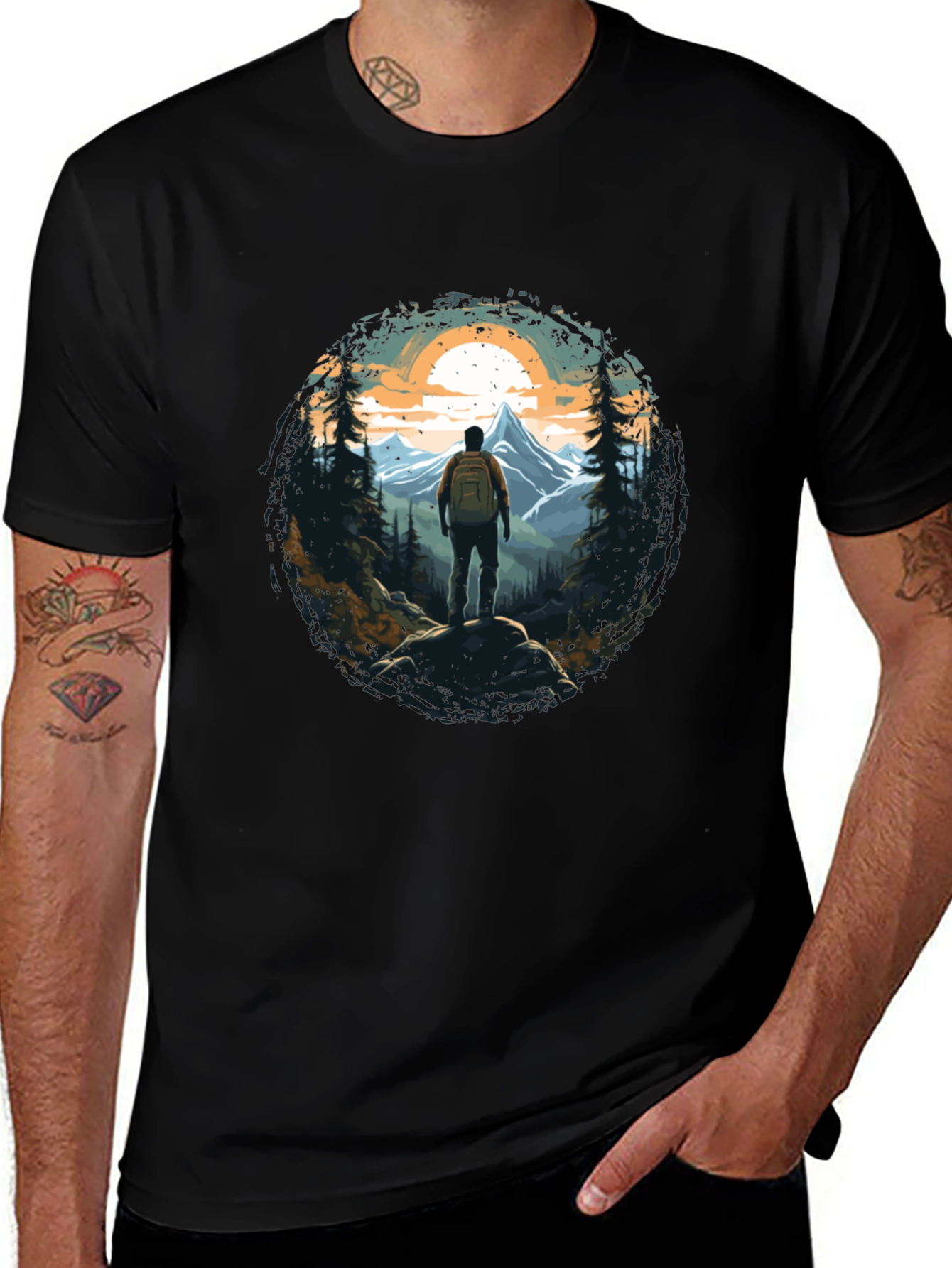 Variant 22 of Mountain Hiker Graphic Tee - Black