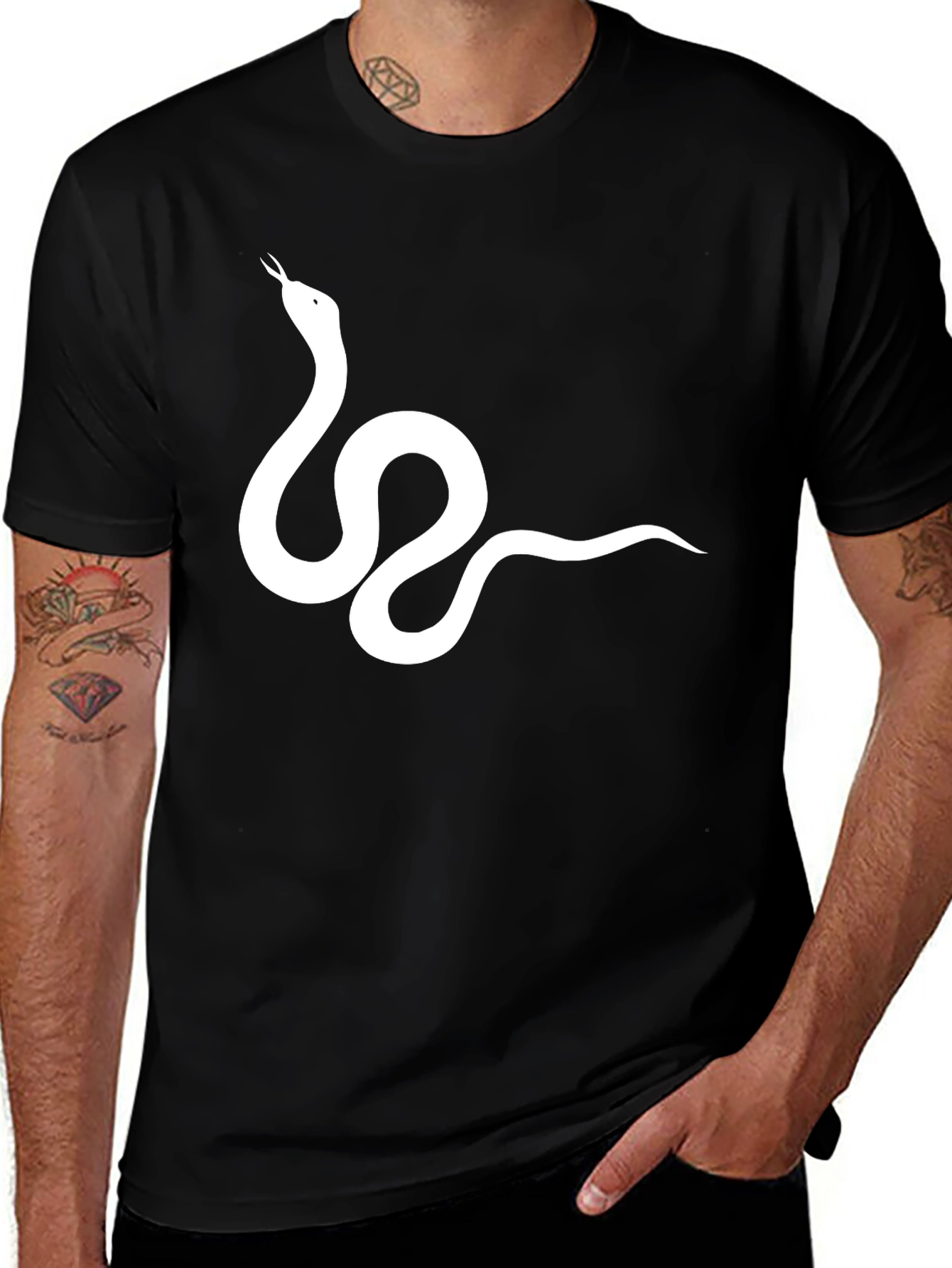 Variant 7 of Snake Graphic Tee - Black Cotton T-Shirt