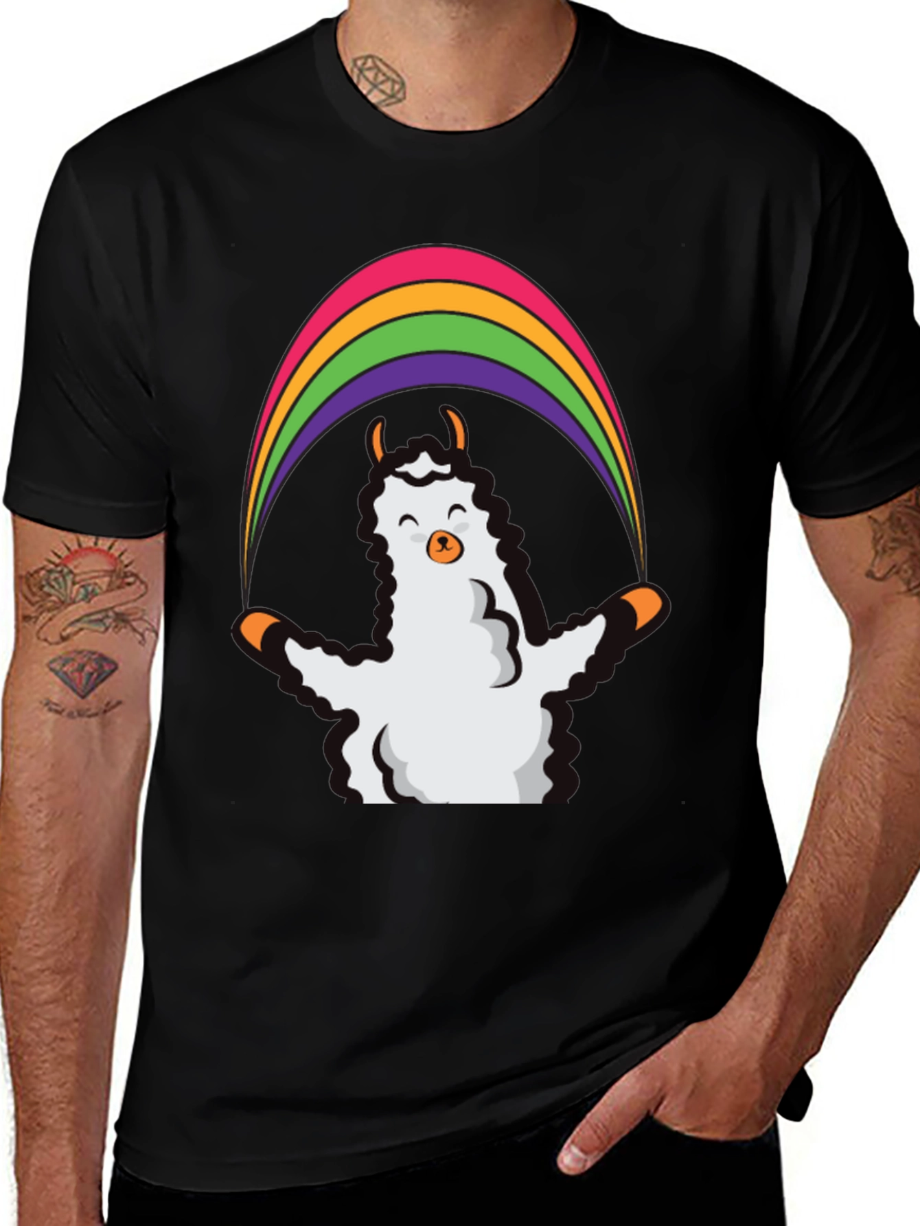 Variant 12 of Llama Rainbow Graphic Tee - Soft & Stylish